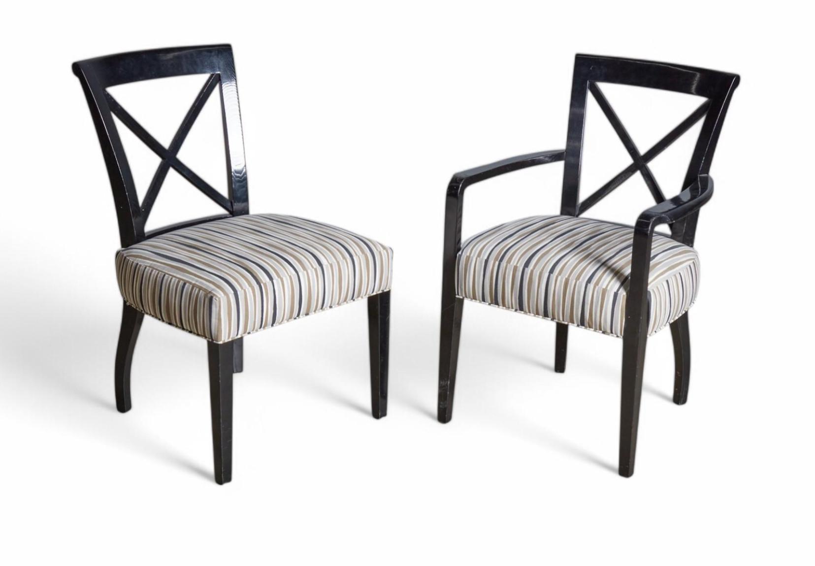 Set of 6 Ralph Lauren Black Lacquered Dining Chairs in Designer