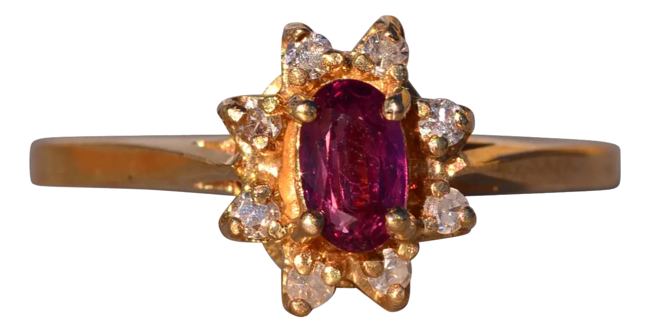 The Trus: Ruby and Natural Diamond Ring in Yellow Gold