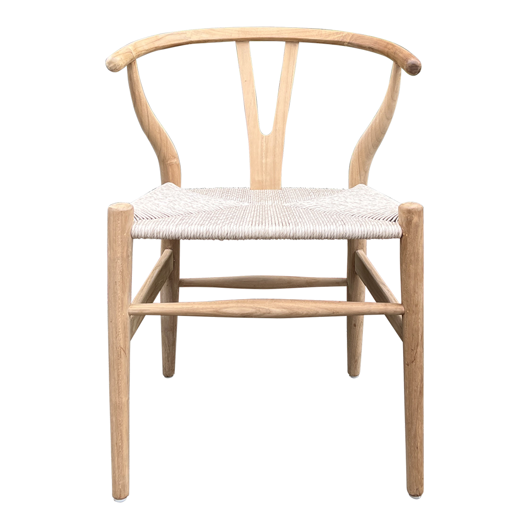 MidCentury Modern Chair in Natural Teak Wood With Handwoven Seat