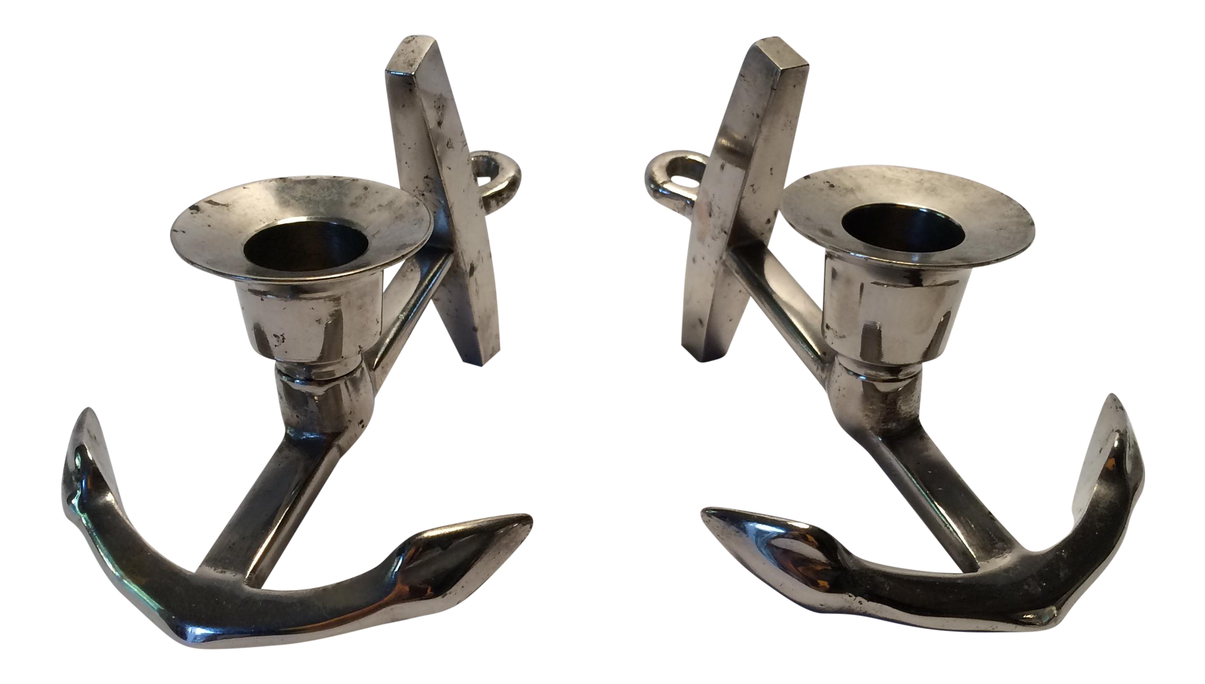 Anchor Candle Holders Chrome over Brass a Pair Chairish