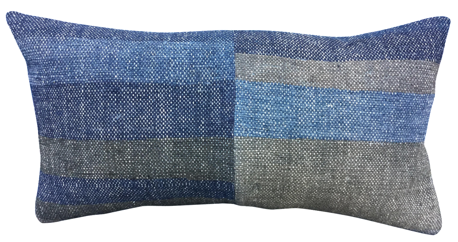 Indigo Hand Woven Rag Rug Pillow Chairish