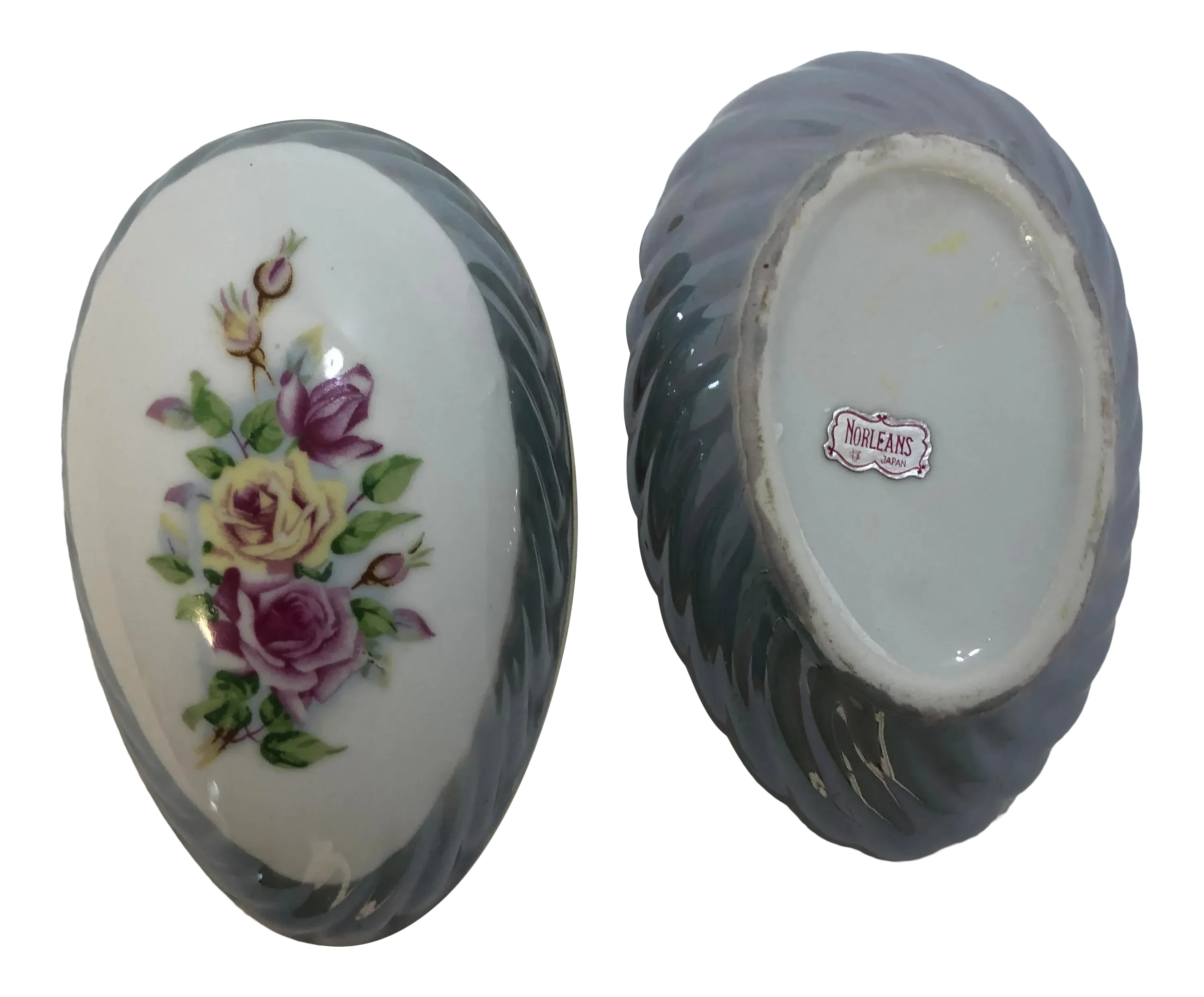 Vintage Lusterware Floral Design Lidded Trinket Box Chairish