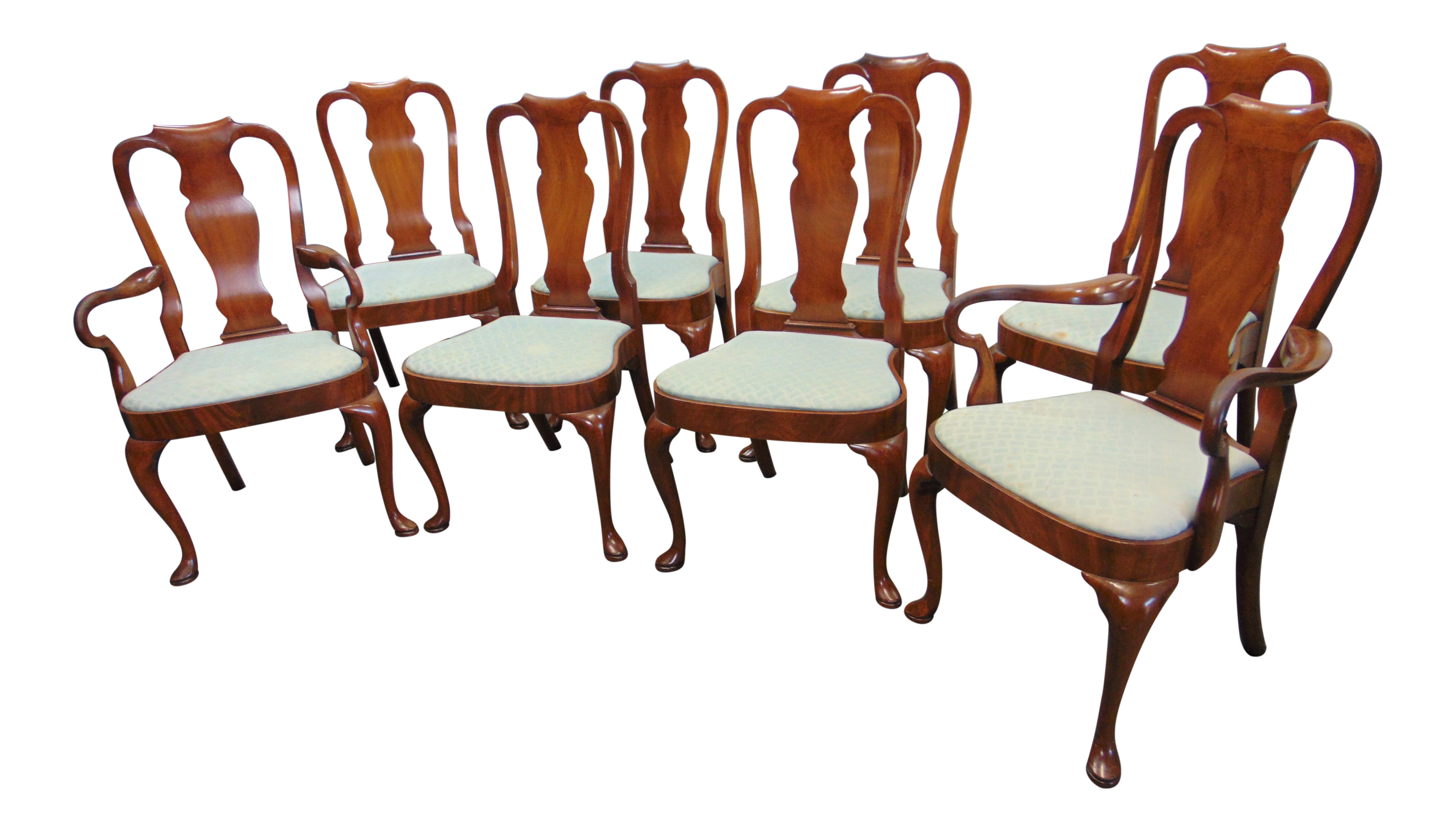 Queen Anne Style Solid Mahogany Dining Chairs Set of 8 Chairish