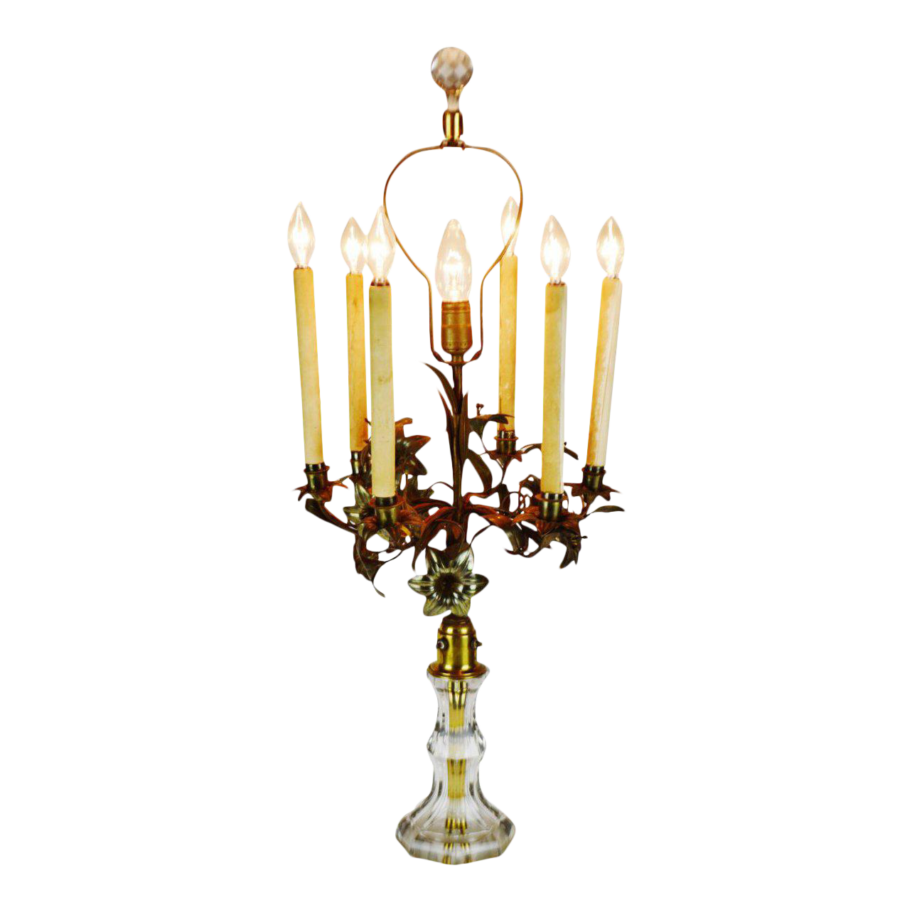 Antique Toleware Candelabra Table Lamp With Marble Base Chairish