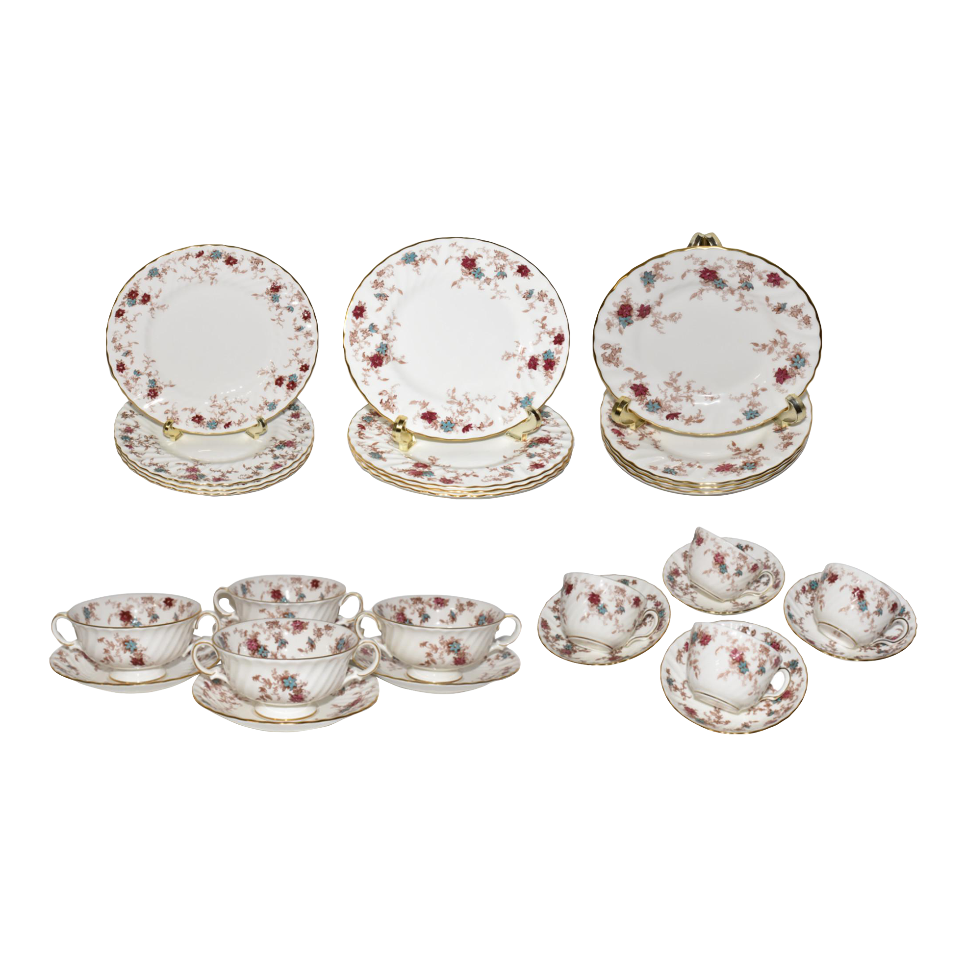 Vintage 28 Piece Minton Bone China Dinnerware Set Service for 4 Ancestral Pattern Made in