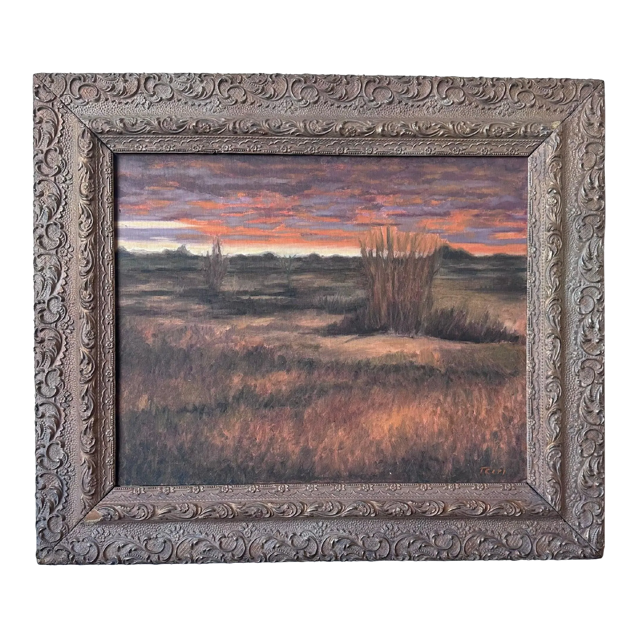 Framed Landscape Painting by Wny Artist Charlie Tripi