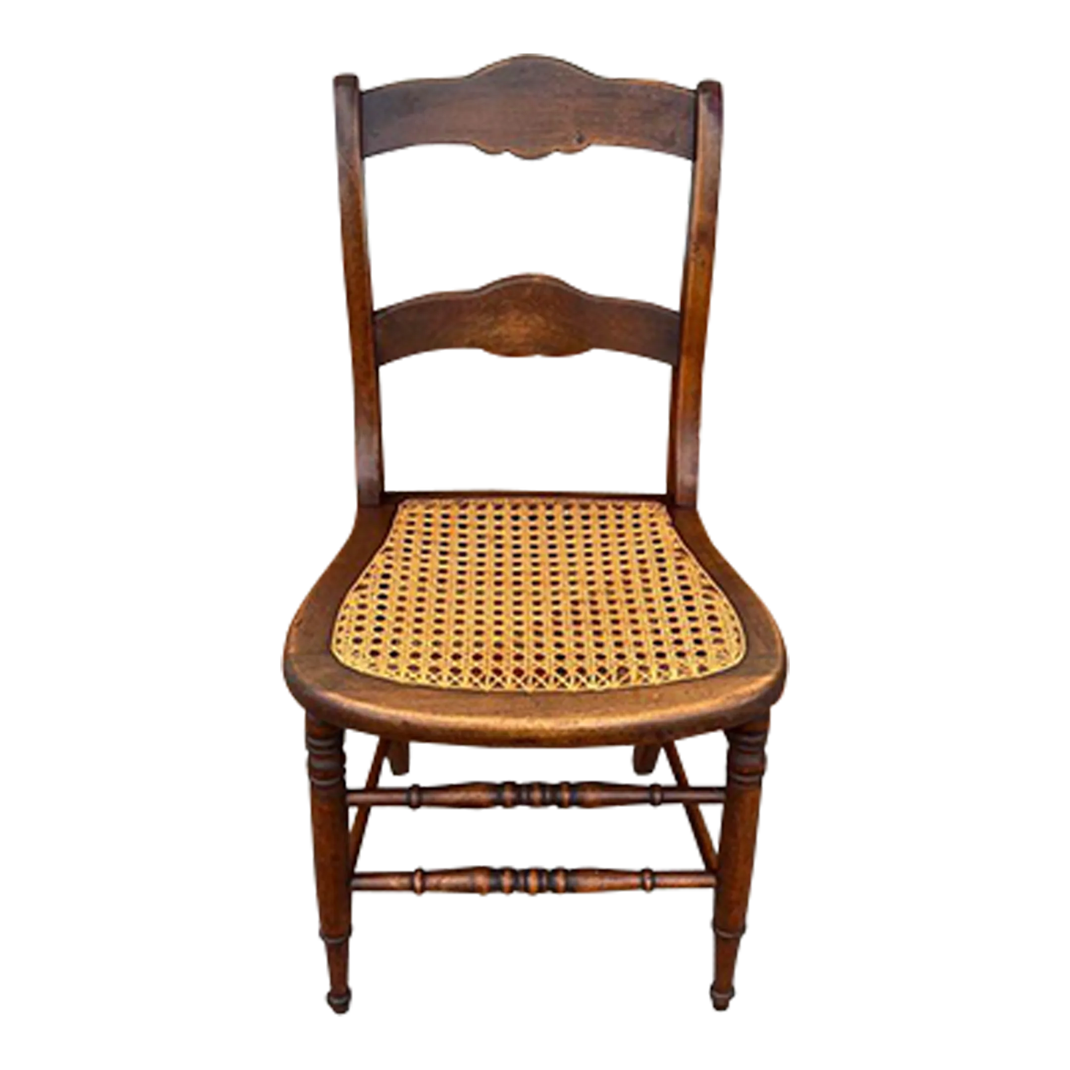 Early 20th Century Antique Victorian Style Walnut Cane Seat Side Chair