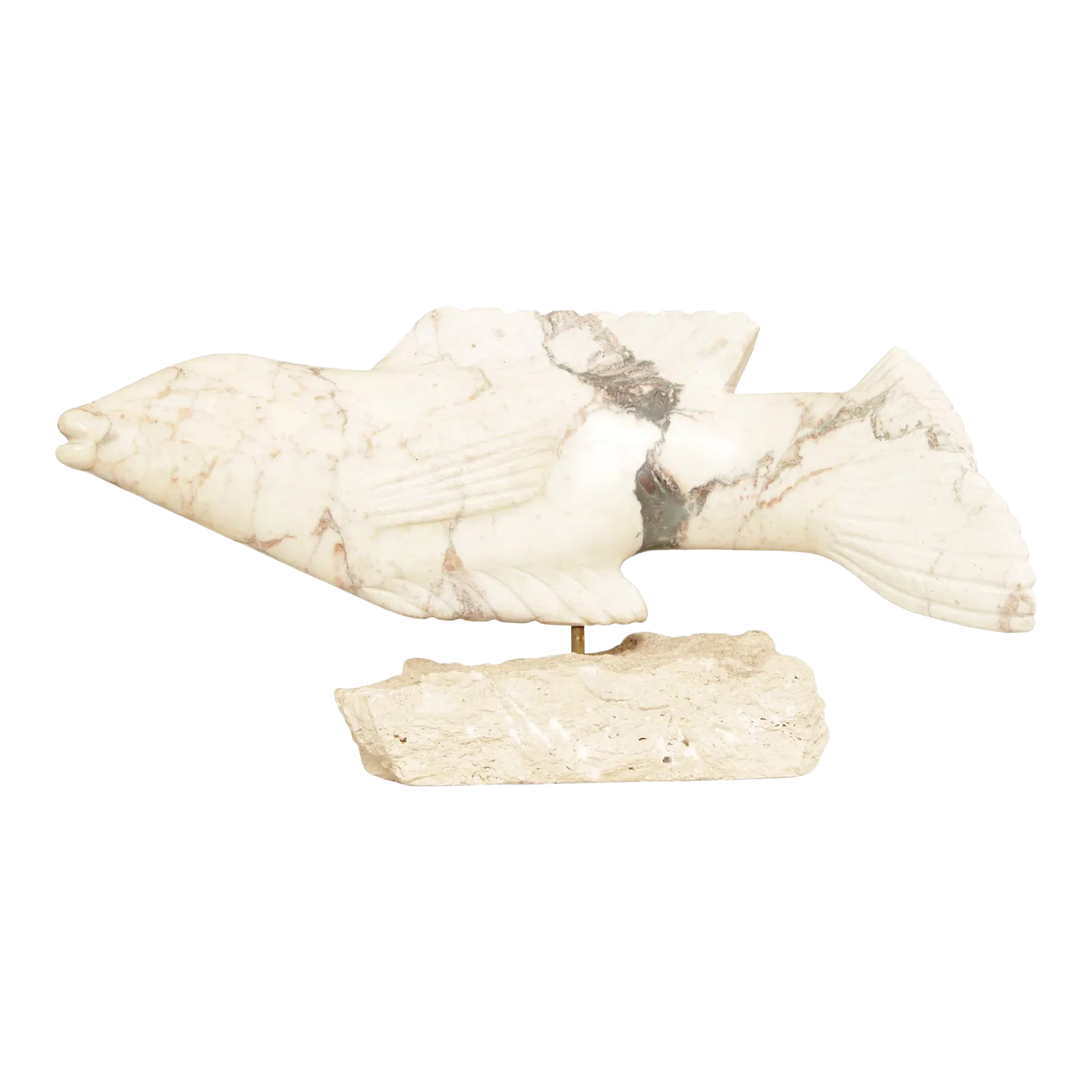 Richard H. Bailey Studio Carved Marble Fish Sculpture Chairish