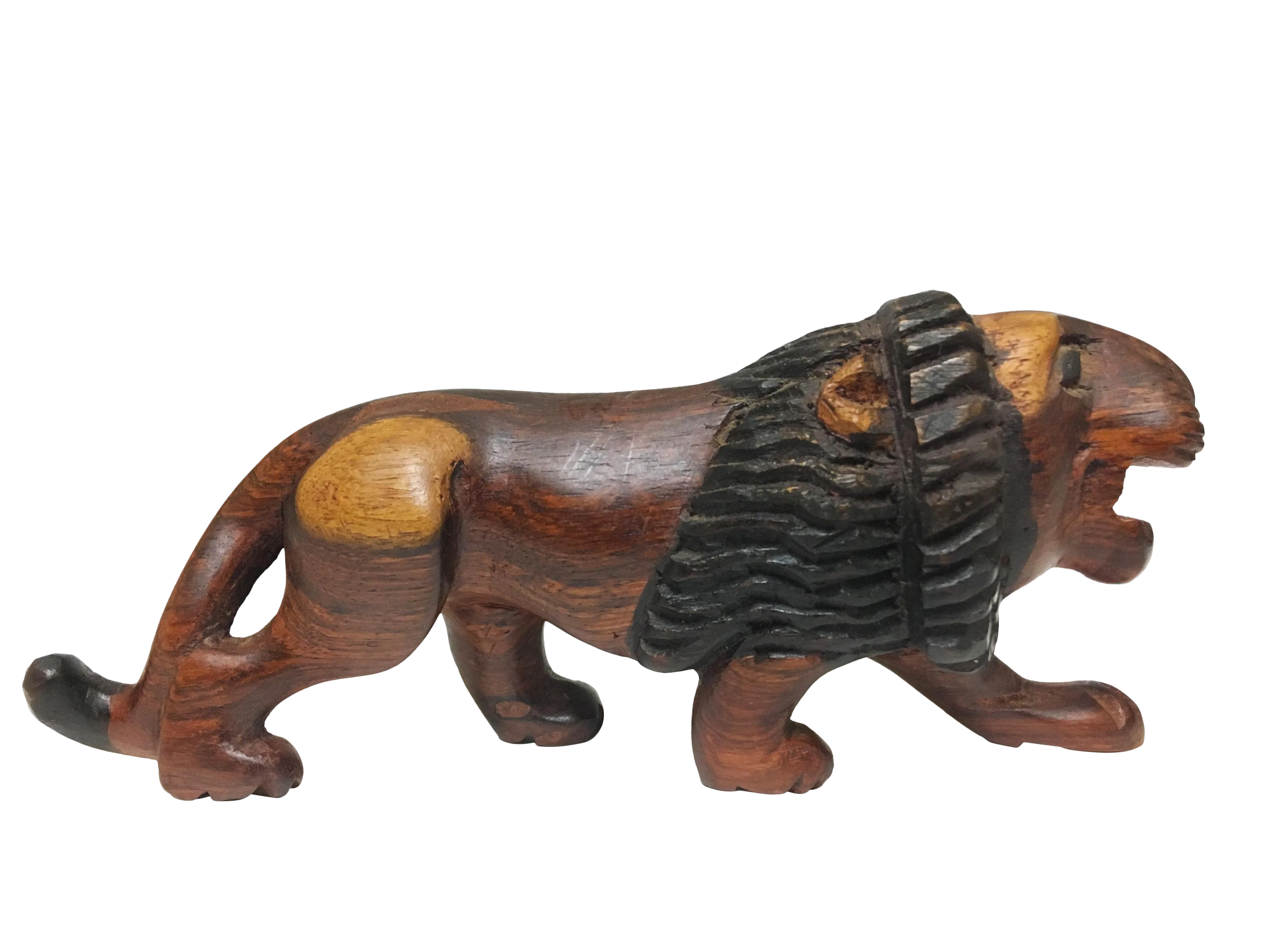 Vintage Hand Carved Wood Lion Statue Wild Cat Animal Wood  display picture 1