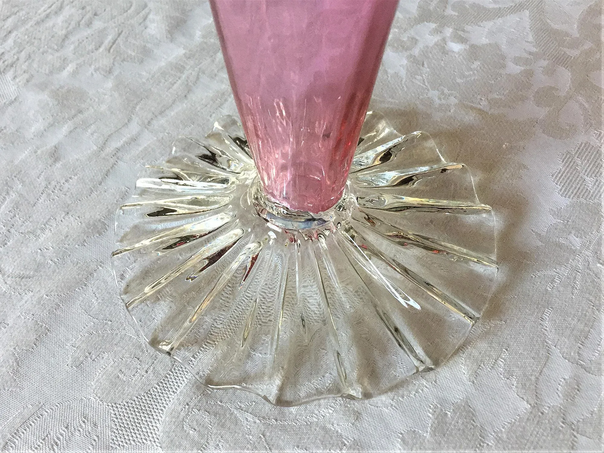 Victorian Pink Hand Blown Art Glass Jack in Pulpit Trumpet