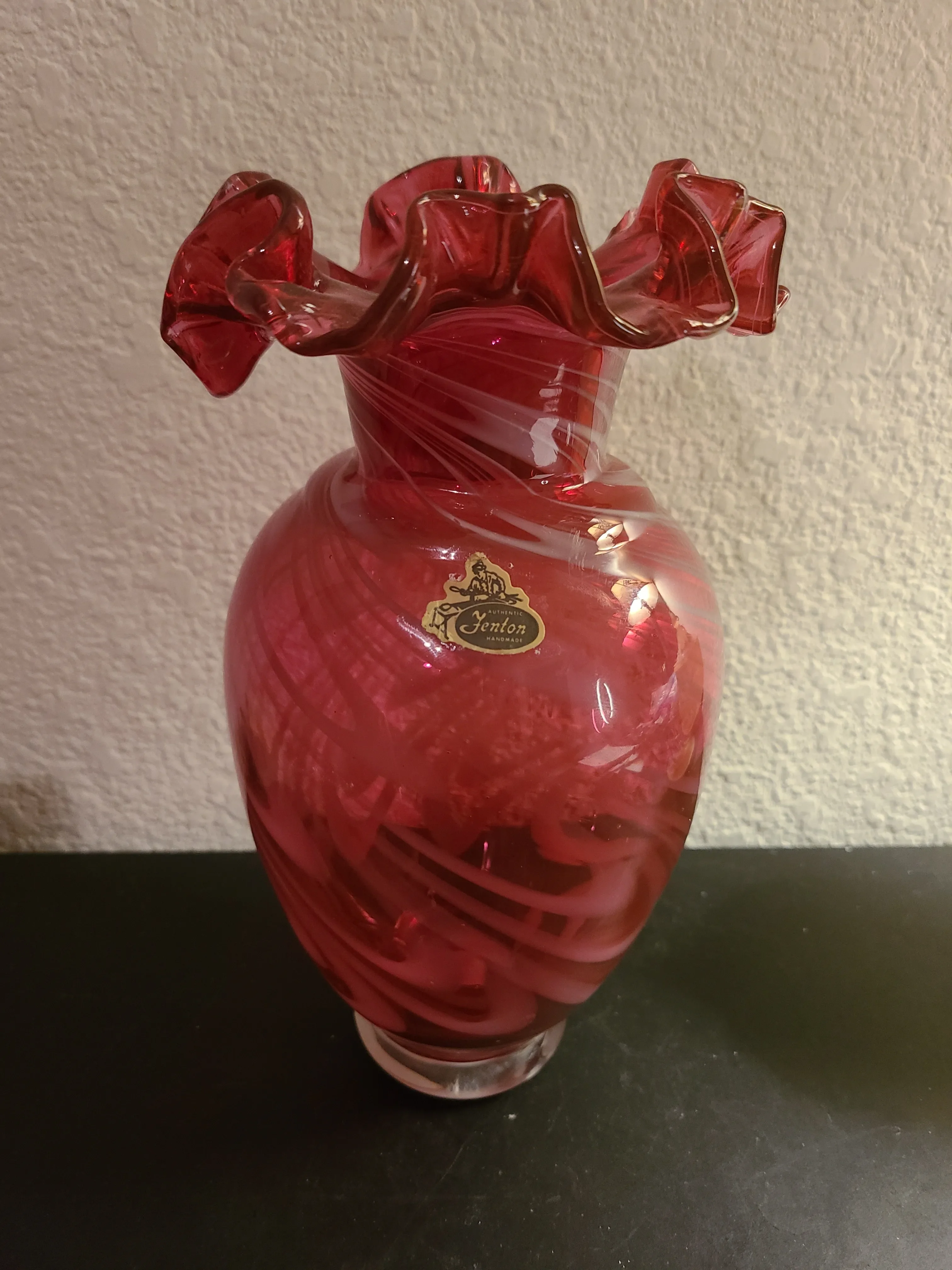FENTON OLD サムプリント&アンベリーナカレーガラス フリルエッジ FENTON OLD サムプリント&アンベリーナカレーガラス フリル