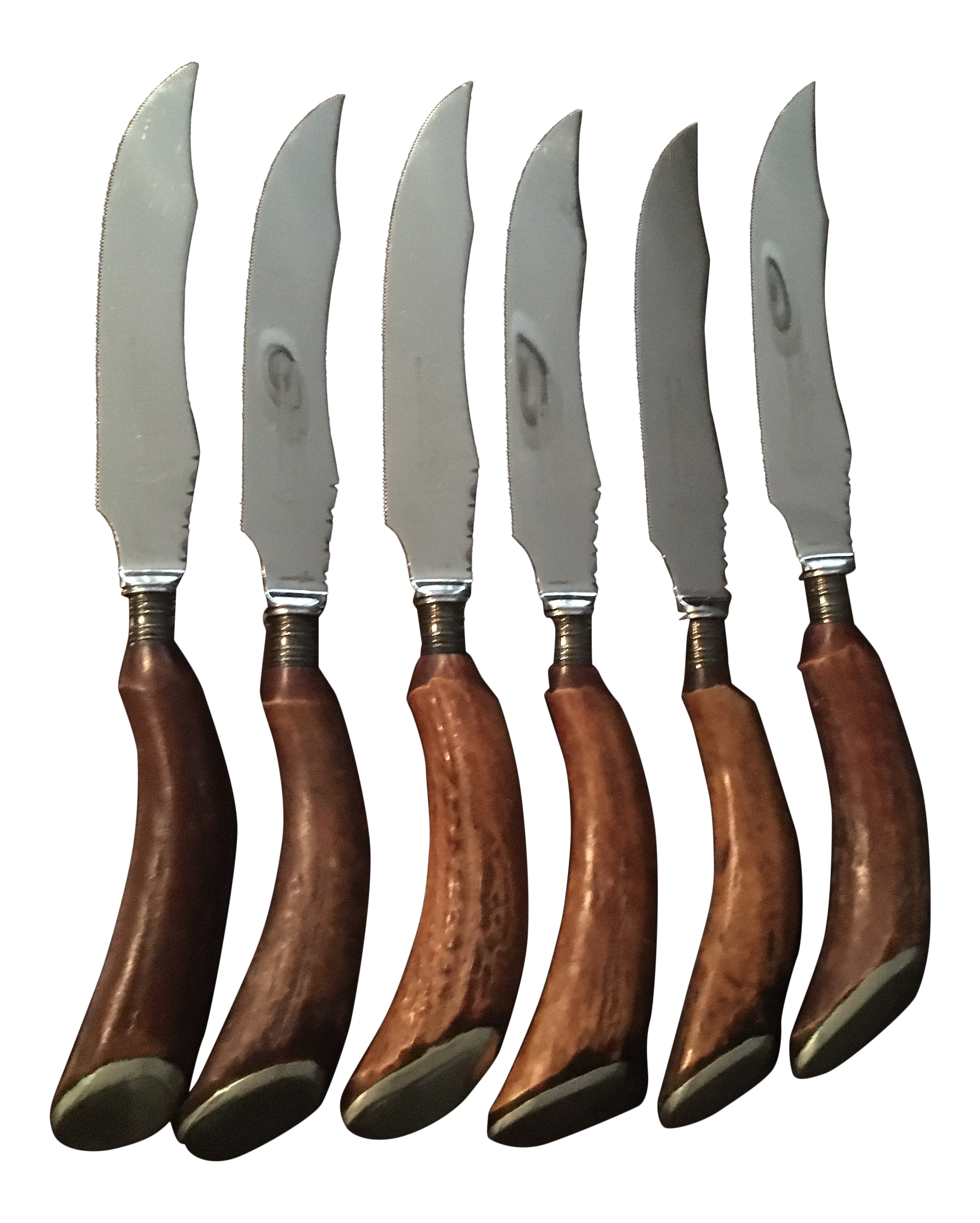 Antique Natural Antler Handled Steak Knives By Harrison Brothers
