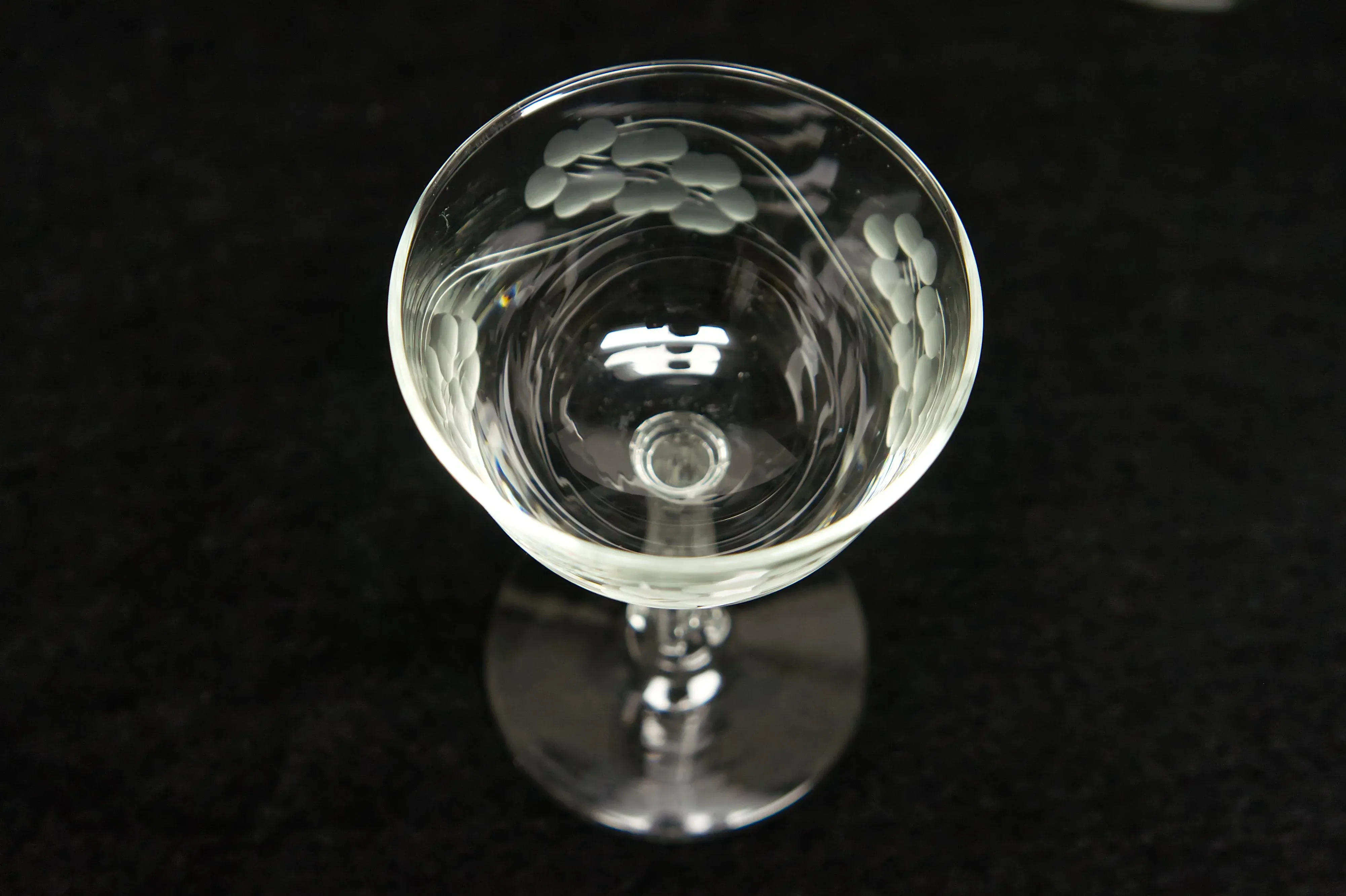 Etched Crystal Sherry Wine Cocktail Glasses Set of 5