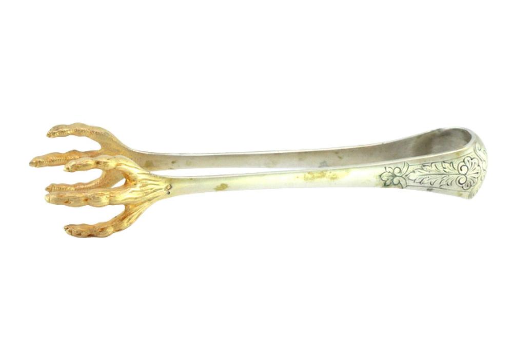 Bird Claws-Shaped Gilded Silver Ice Tongs