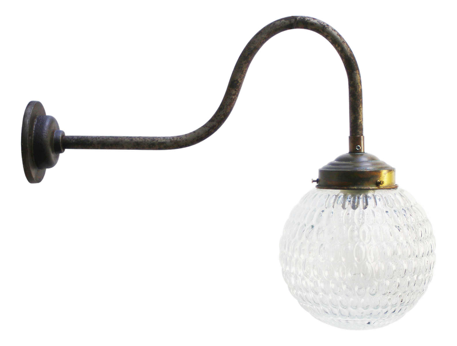 Mid-Century Modern Cast Iron Wall Light in Brass and Clear Glass