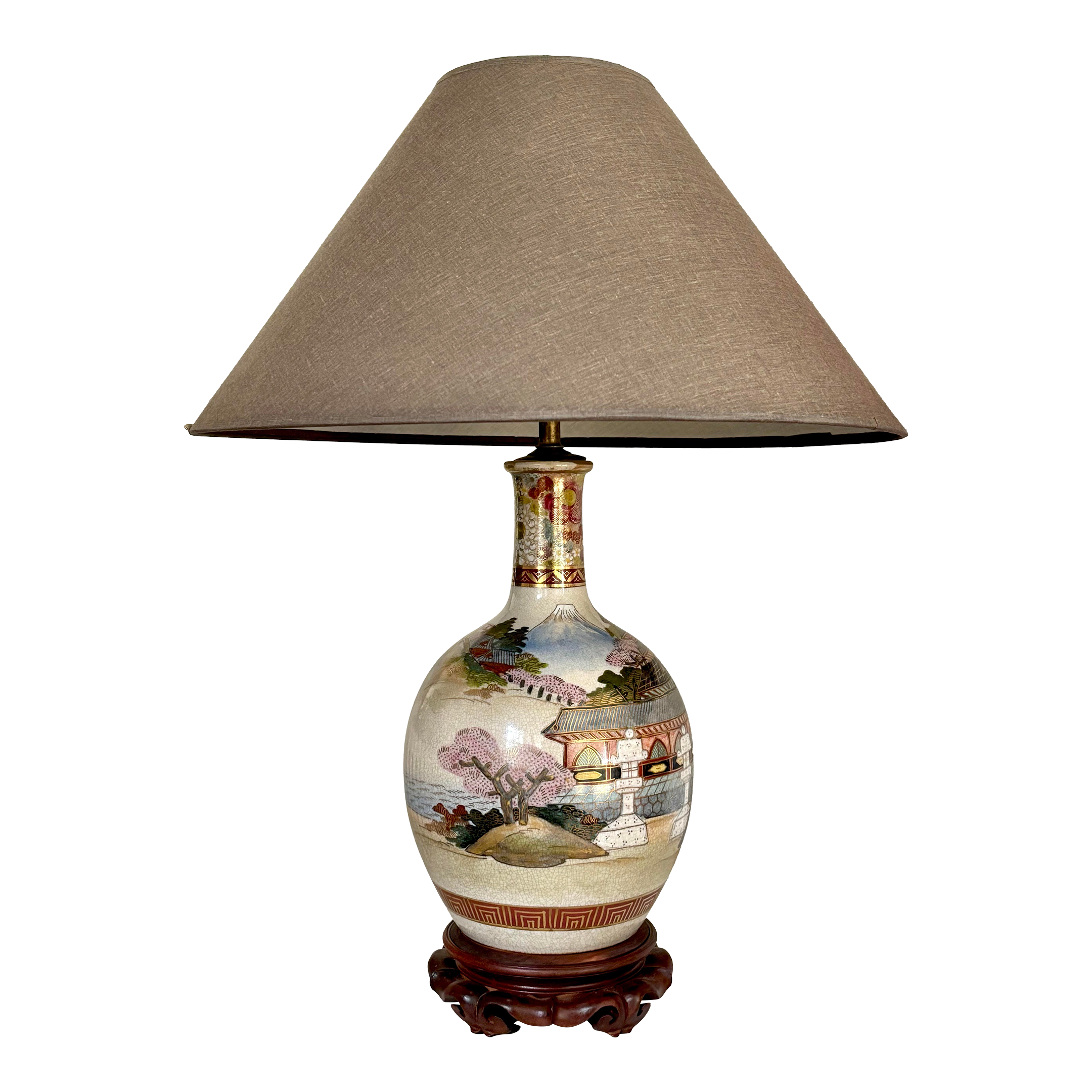 Vintage Ornate Japanese Bottleneck Frederick Cooper Style Lamp on