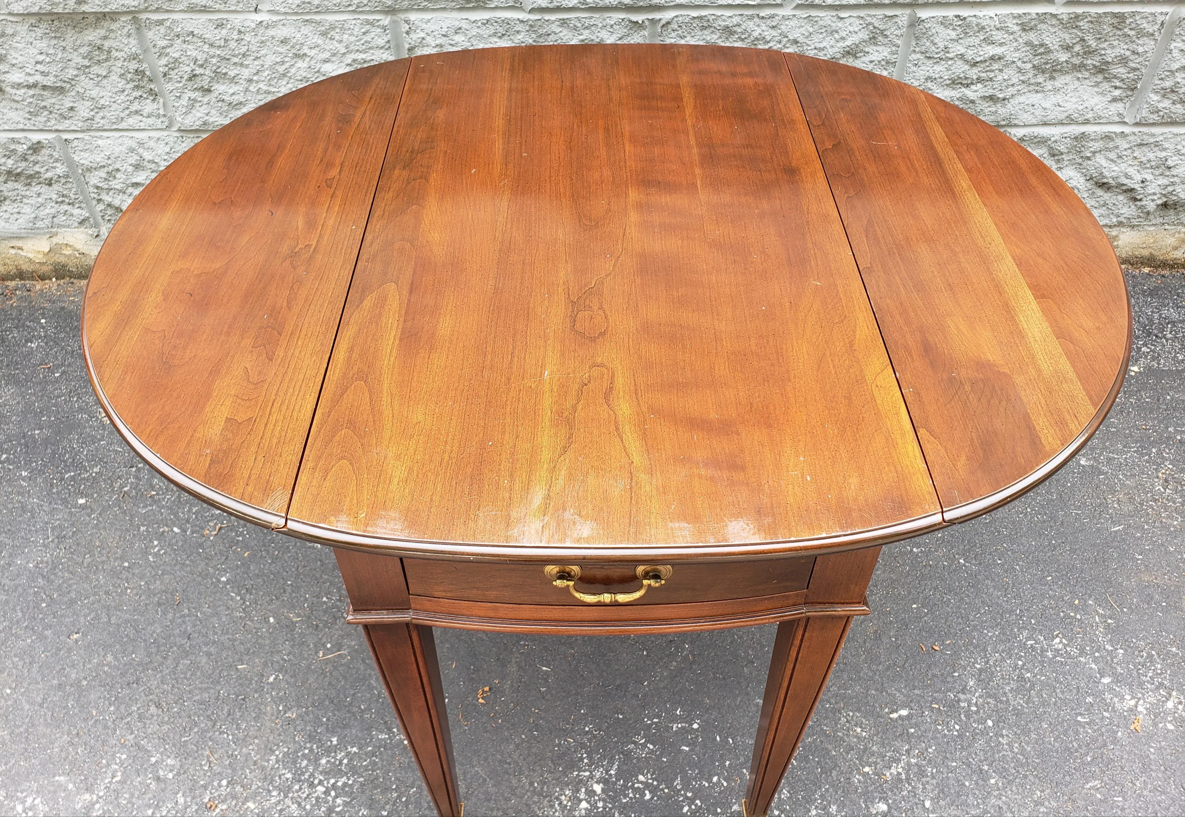 Ethan Allen Solid Cherry Drop-Leaf Pembroke Side Table on