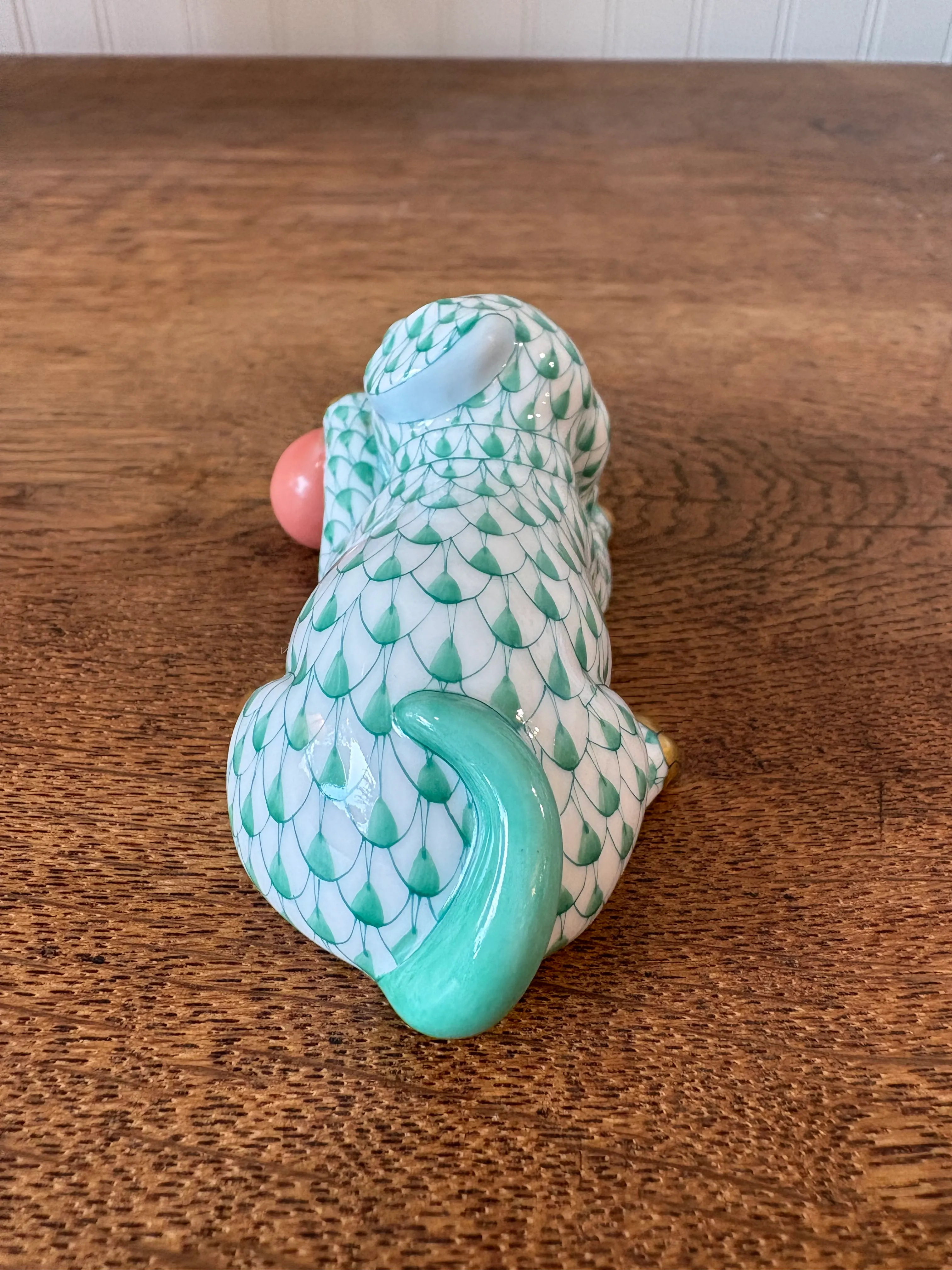 1990s Herend Green and White Puppy With Ball | Chairish