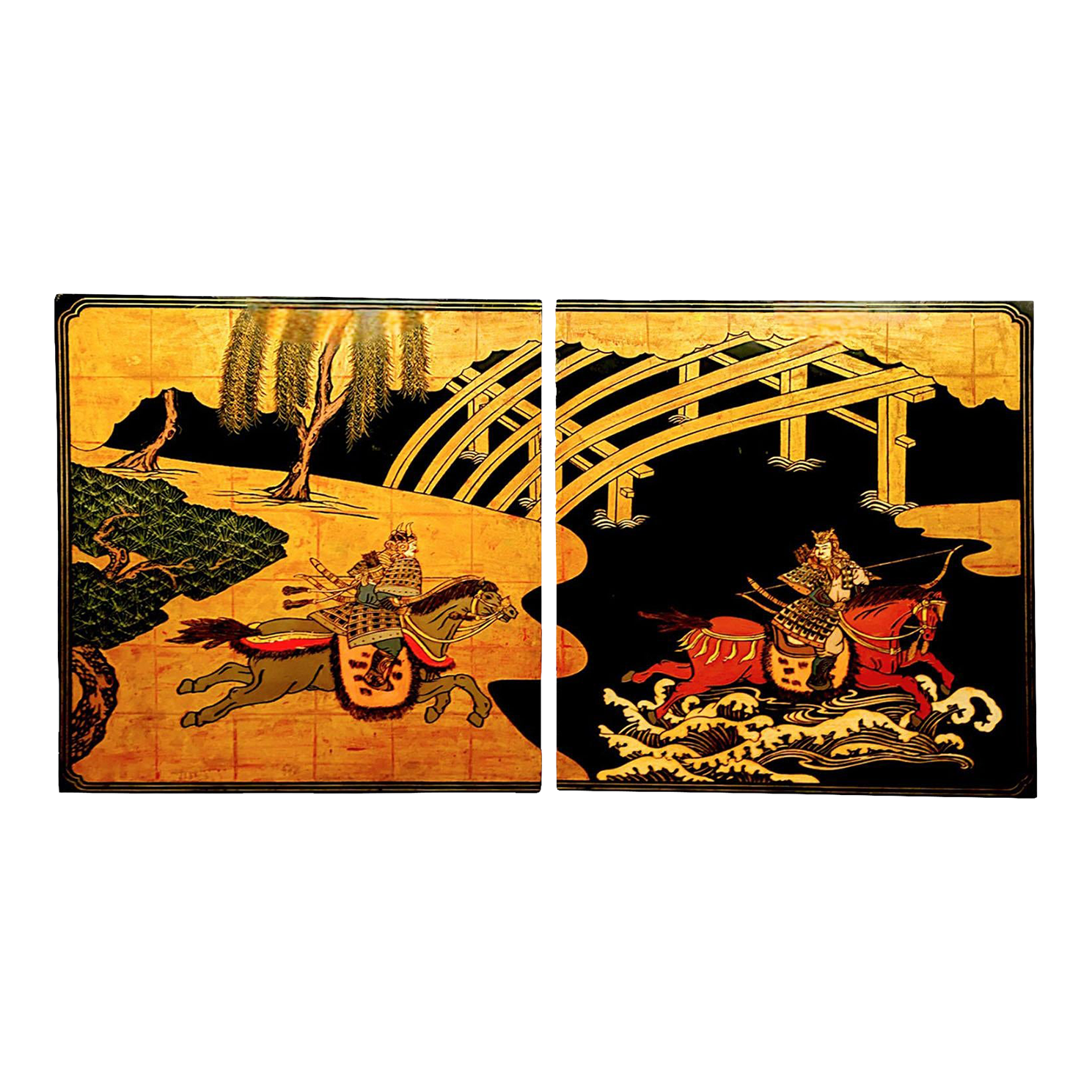 1990s Side by Side Painted Wood Wall Panels by Maitland Smith Ltd. Hong Kong