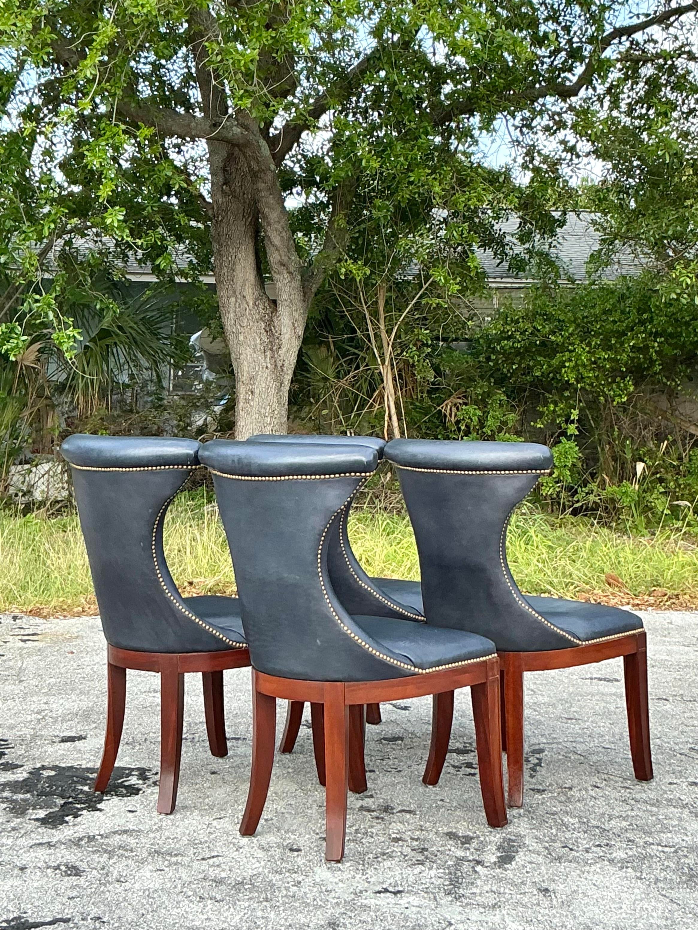 Vintage Regency Polo Ralph Lauren “Highgate” Leather Dining Chairs