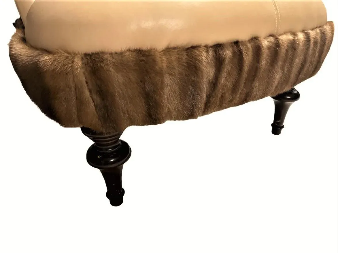 Mink Fur and Calfskin Upholstered Boudoir Chair Chairish