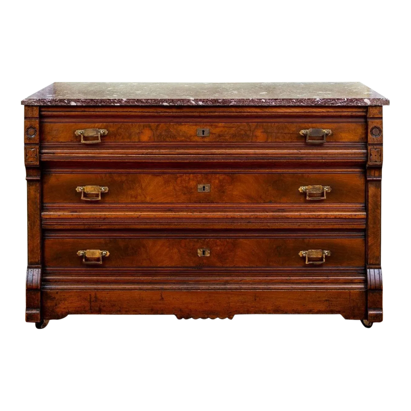 19th Century Victorian Burled Walnut Chest of Drawers Chairish