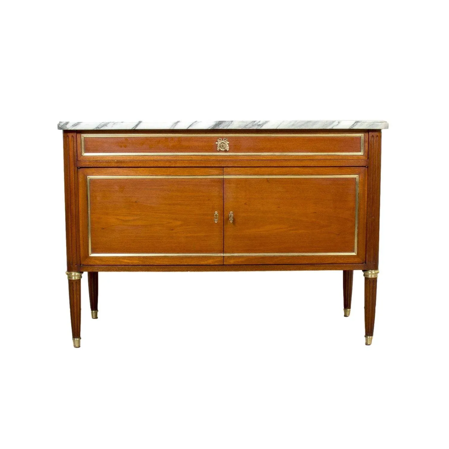 19th Century French Louis XVI Style Mahogany Dessert Buffet With Marble Top