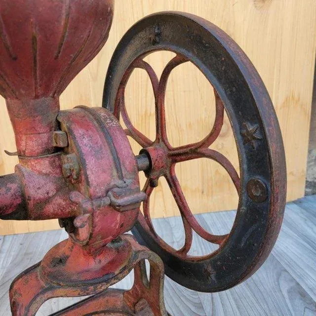 Antique Red Cast Iron Star Mill Co. Philadelphia No. 7 Coffee Grinder