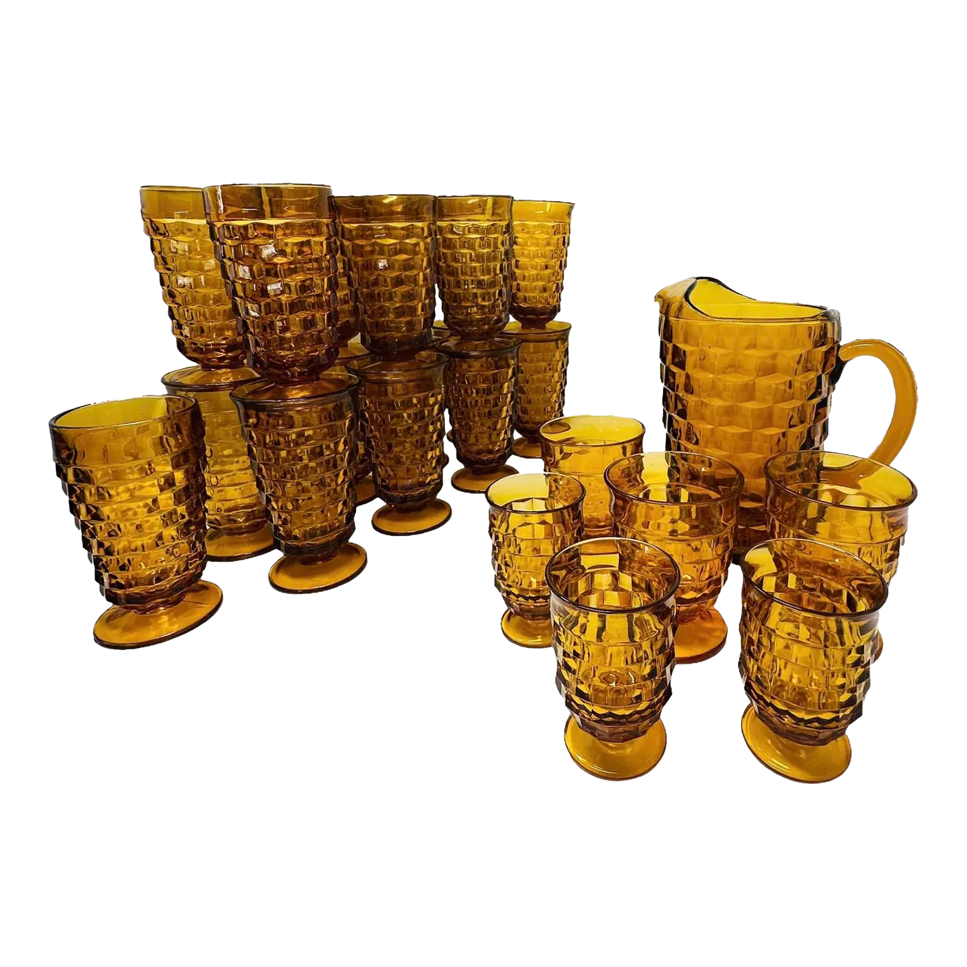 Vintage 24 Piece Collection Indiana Glass Whitehall Amber, image size:1400x1400