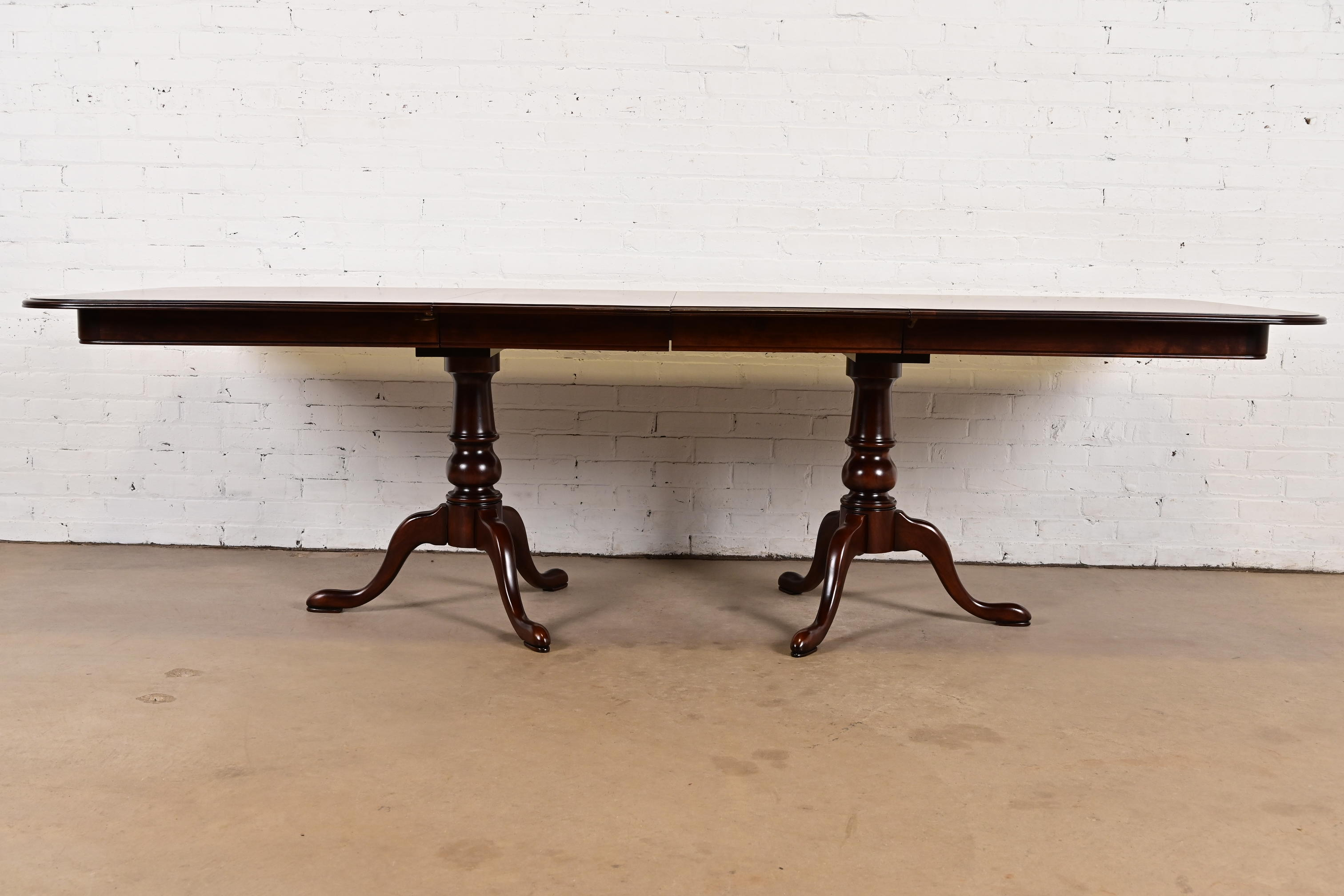 Henkel Harris Style Georgian Solid Cherry Wood Double Pedestal