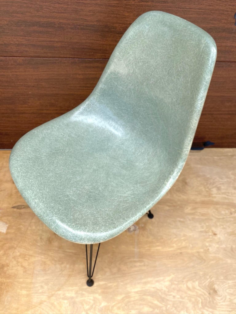 Vintage Seafoam Fiberglass Eames Herman Miller Side Shell Chair W 