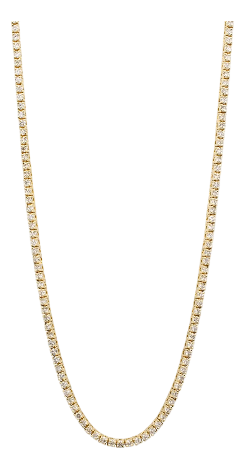 Ladies 10k Yellow Gold Diamond Tennis Chain Necklace | Chairish, image size:965x1843
