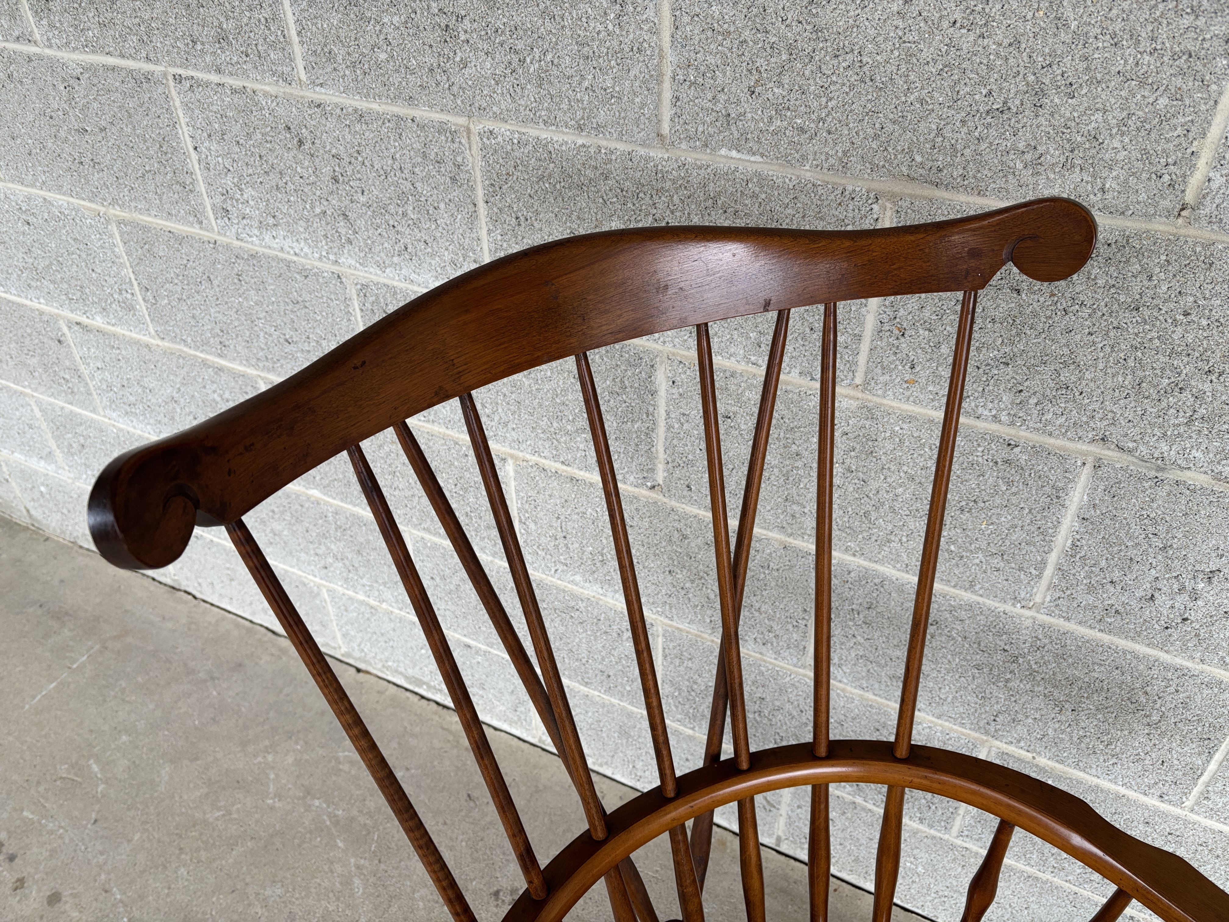 Nichols & Stone Old Pine Finish Maple Brace Back Arm Chair