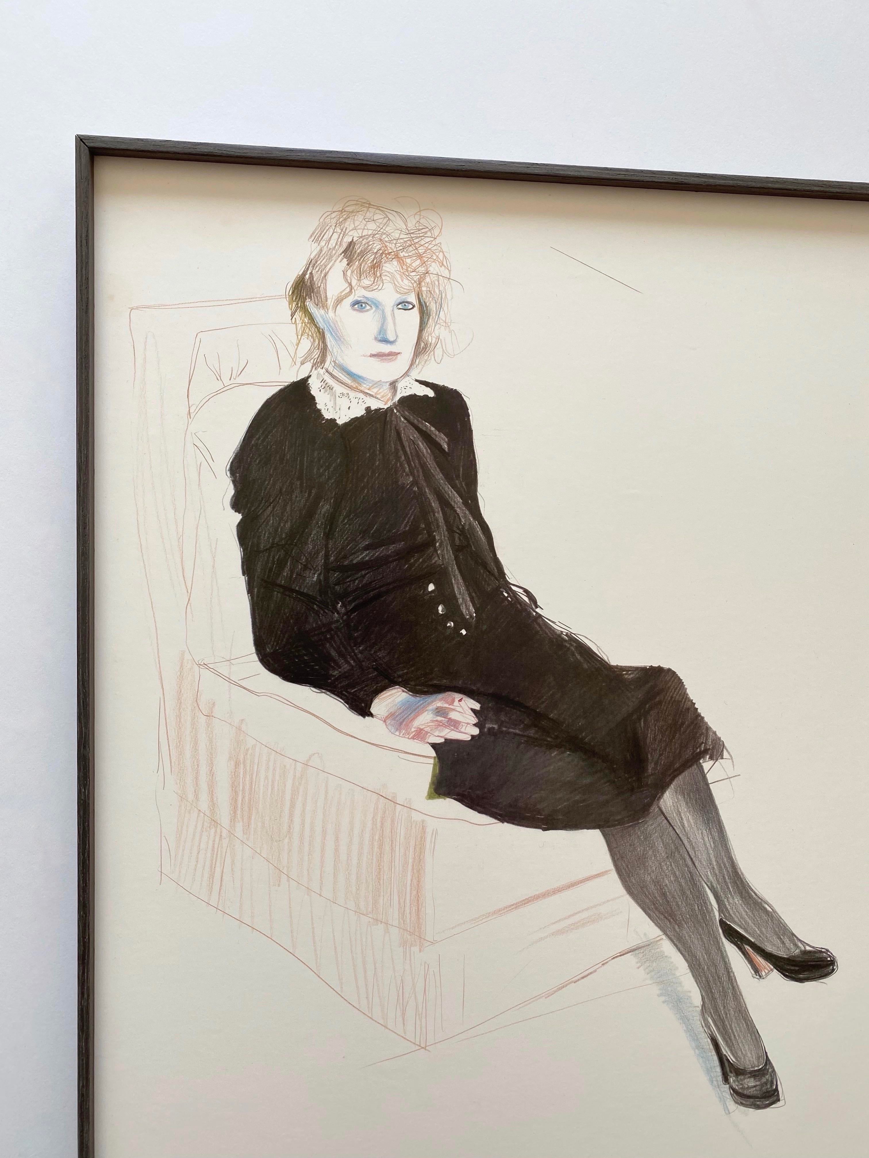 David Hockney Vintage 1980 Lithograph Print Framed Museum