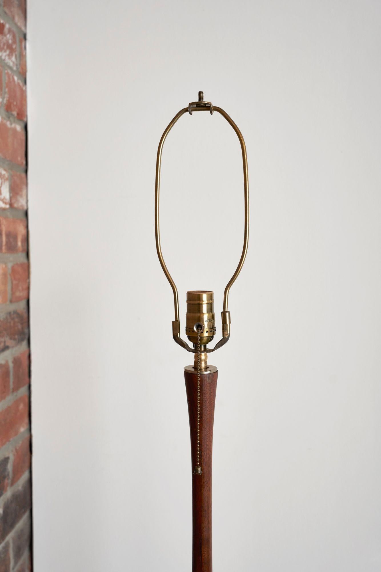 Vintage Scandinavian Sculptural Solid Teak and Brass Floor Lamp