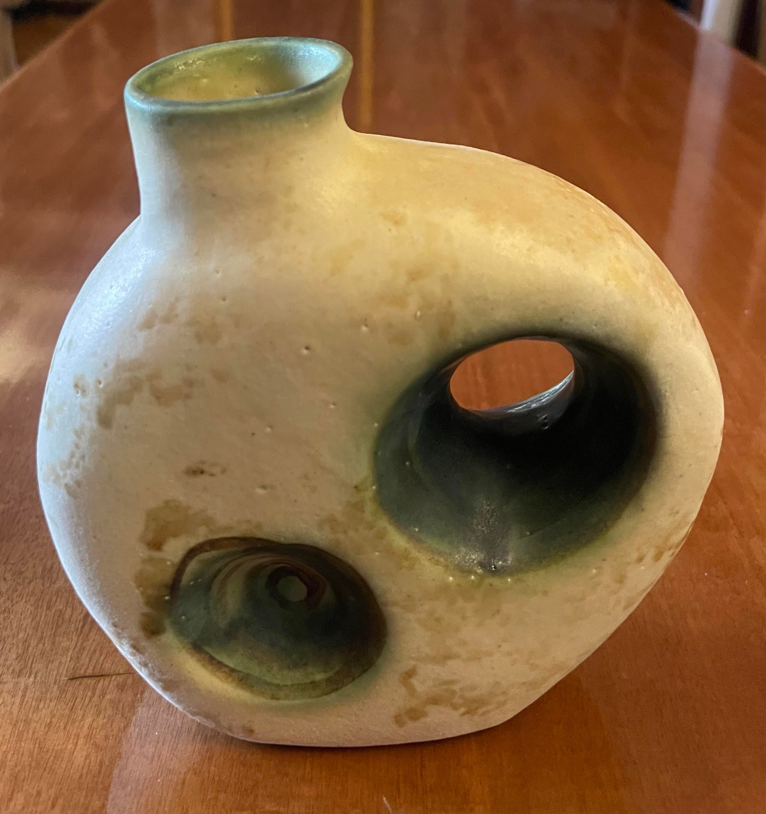 Space Age Openwork Ceramic Vase by Nikos Dazelidis, Athens, 1960s