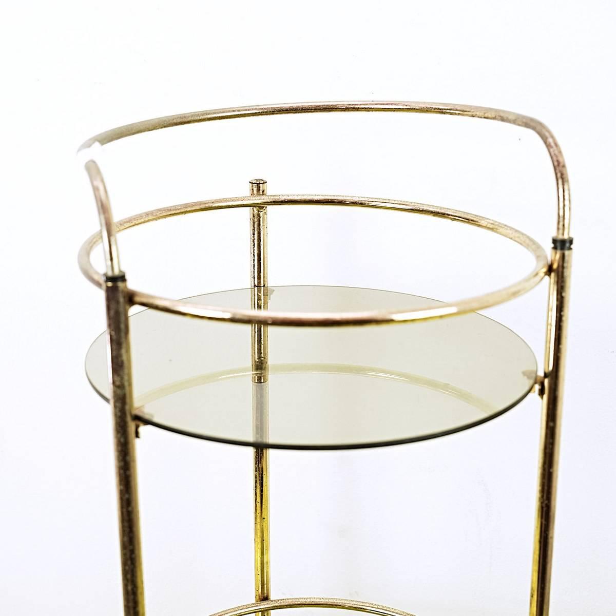 Smoke Glass and Metal Serving Trolley