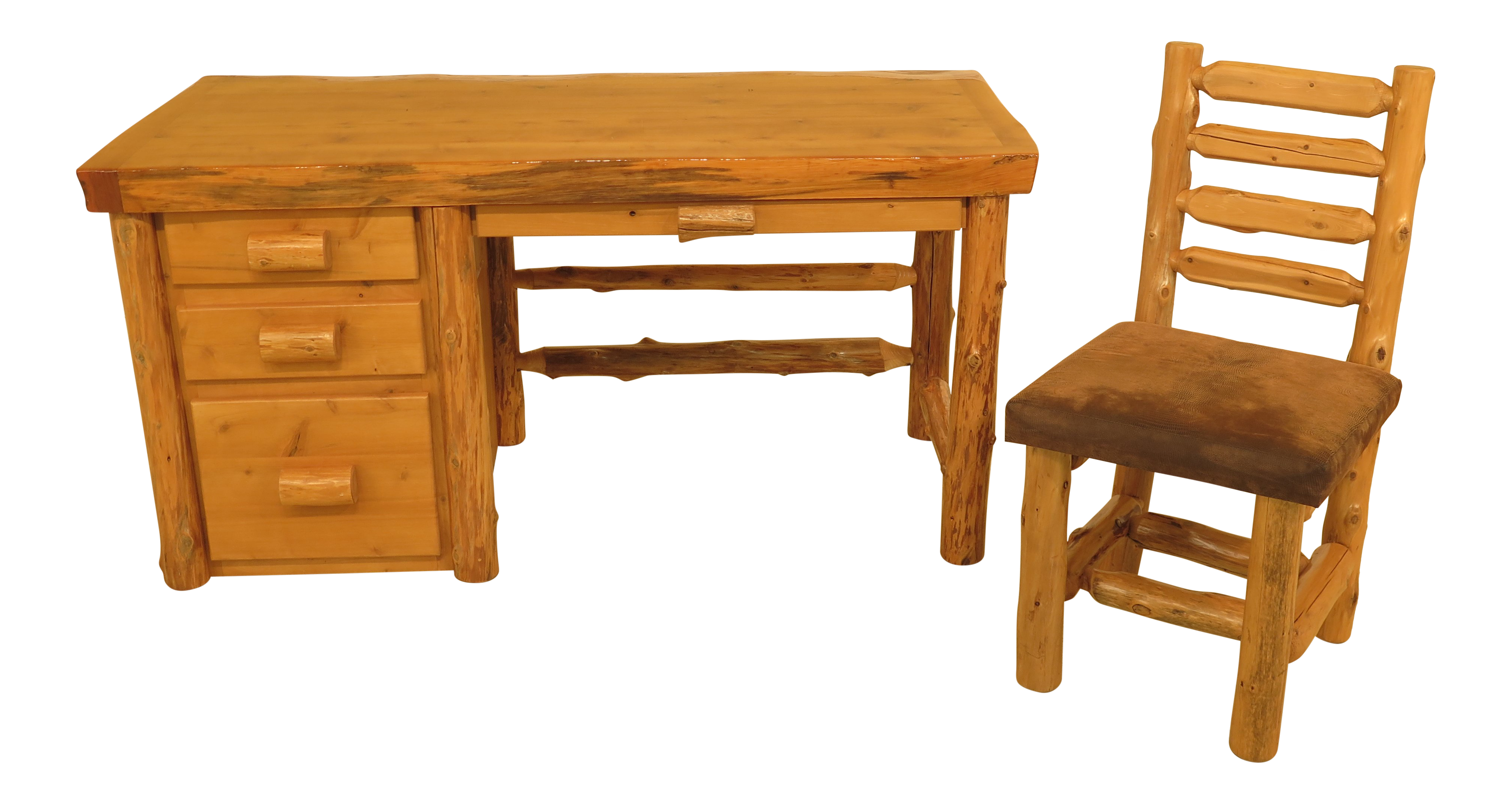 1990s Adirondack Style Pine Desk With Chair 2 Pieces Chairish
