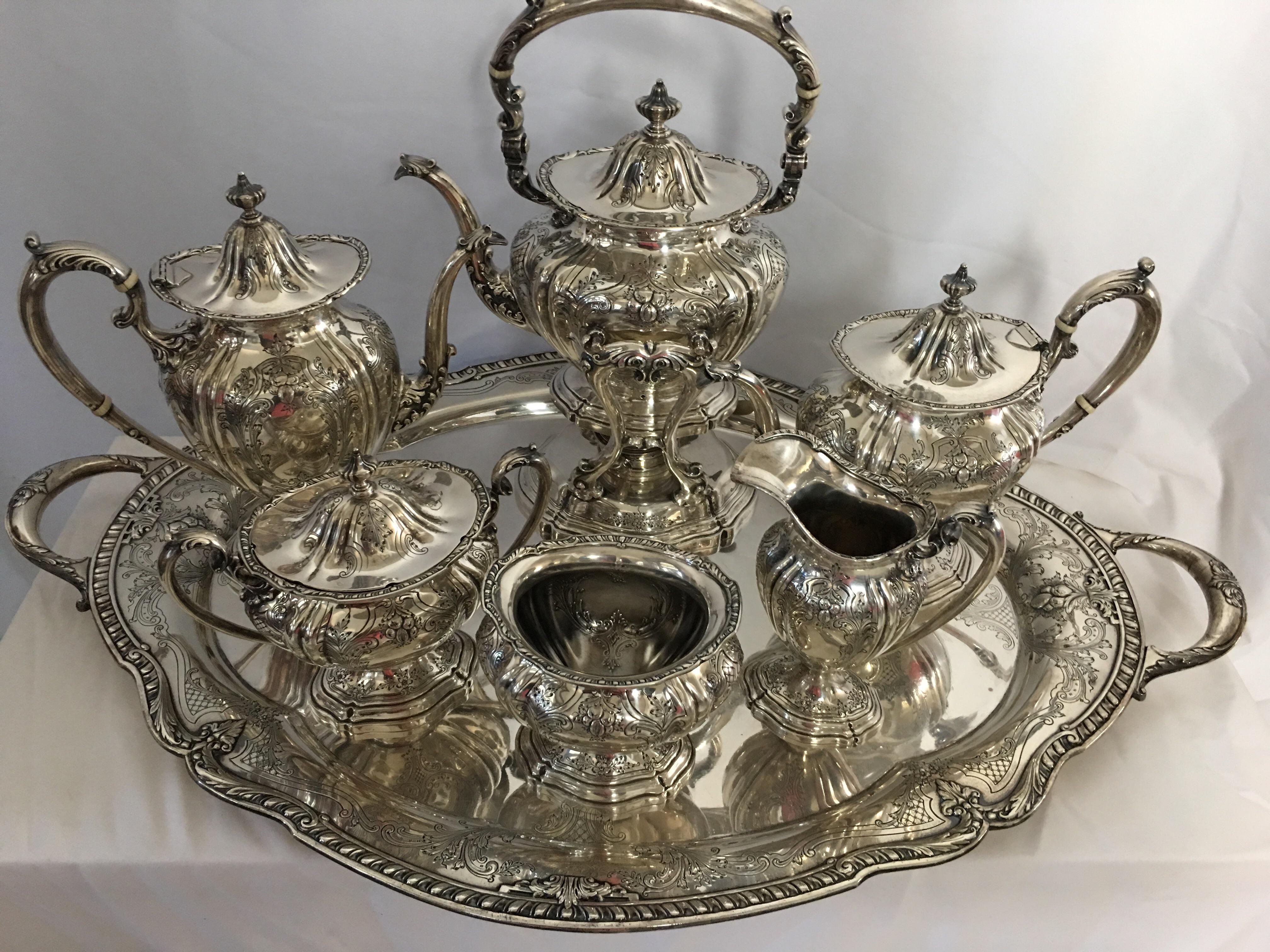 3-1910 銀食器　NEWPORT GORHAM コーヒーセット Vintage Newport Gorham Silverplate Silver Plated Teapot with