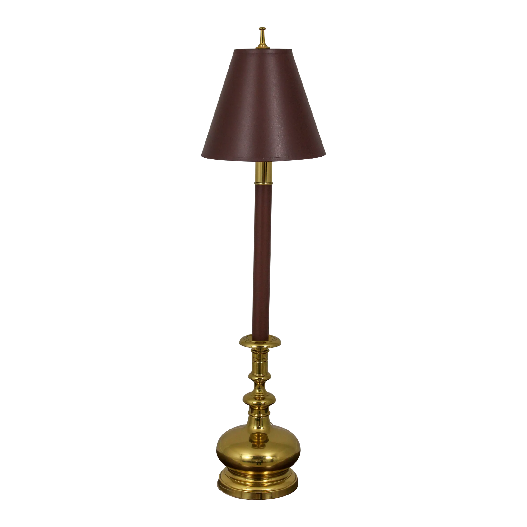 Brass Base Tall Lamp W. Shade Chairish