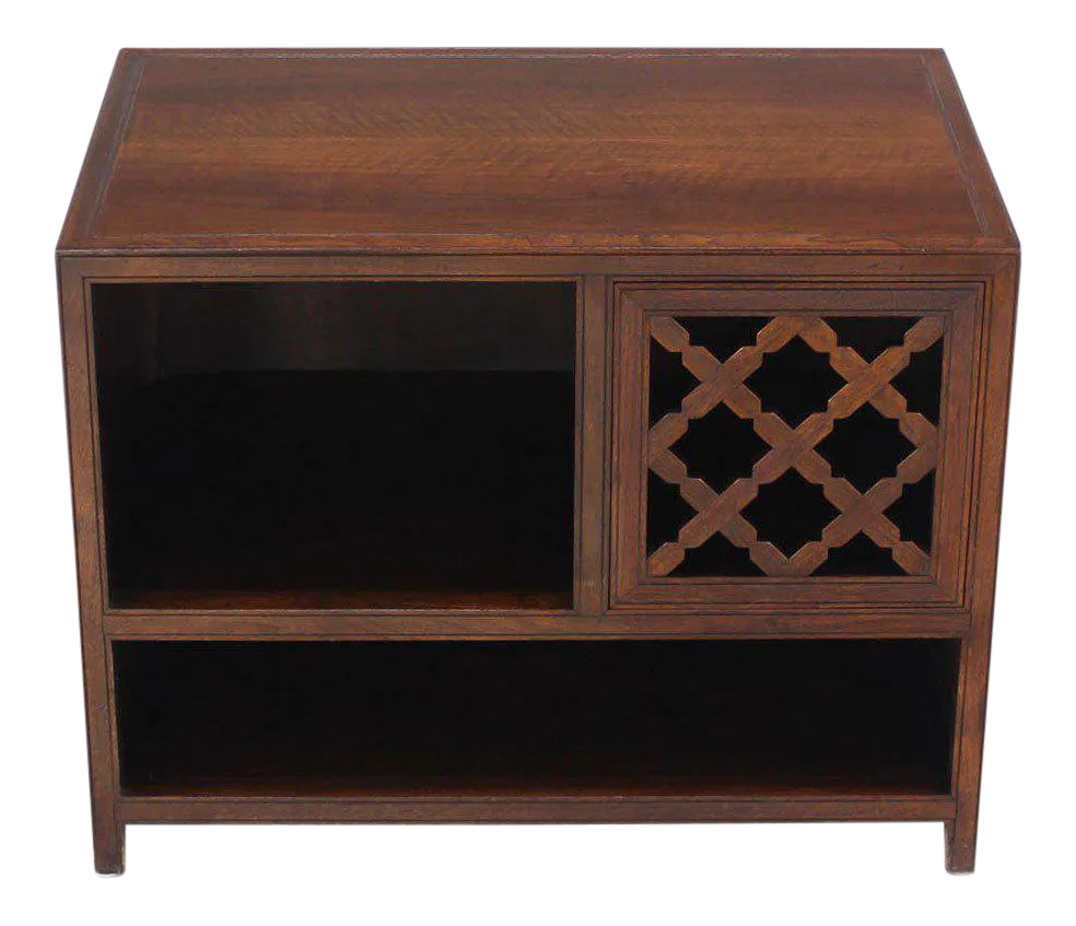 Vintage Mid Century Baker Walnut End Table Stand Accent Side Table