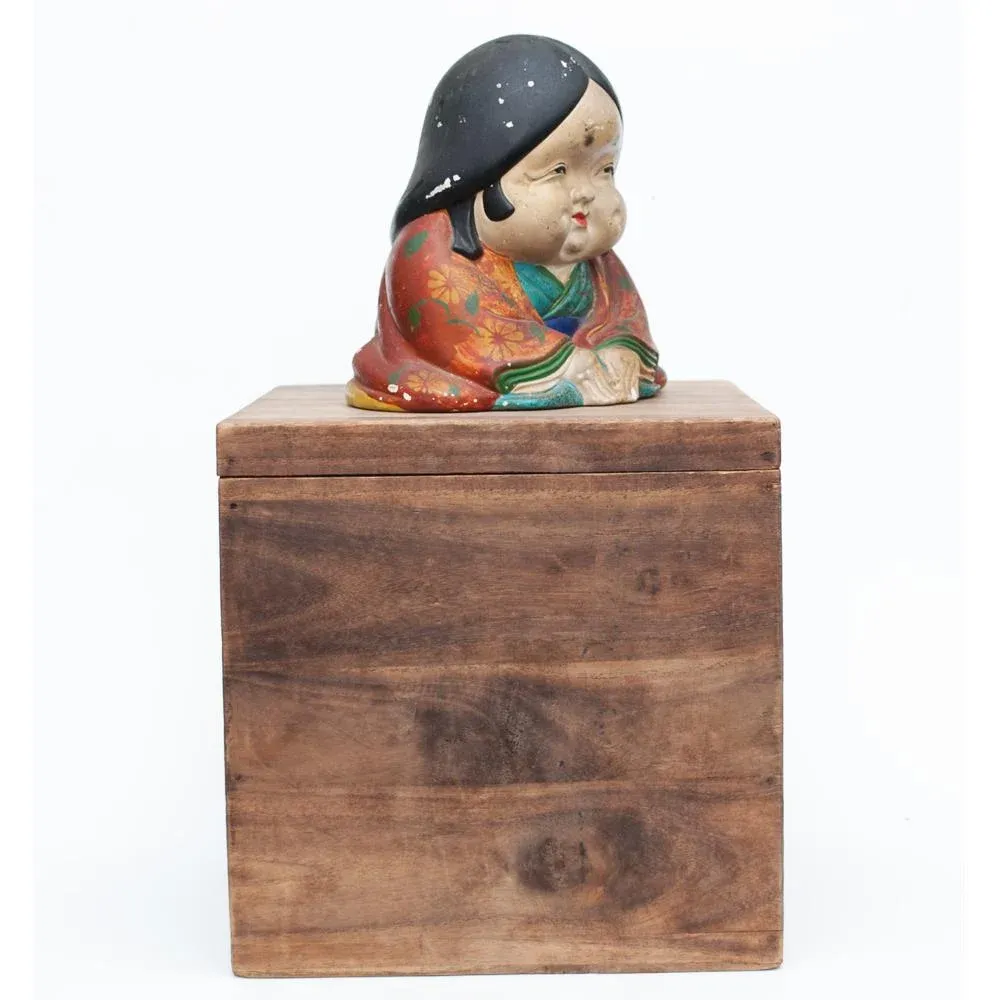otafuku様 リクエスト 6点 まとめ商品 Meiji Era Otafuku Girl Figurine on Wood Stand | Chairish