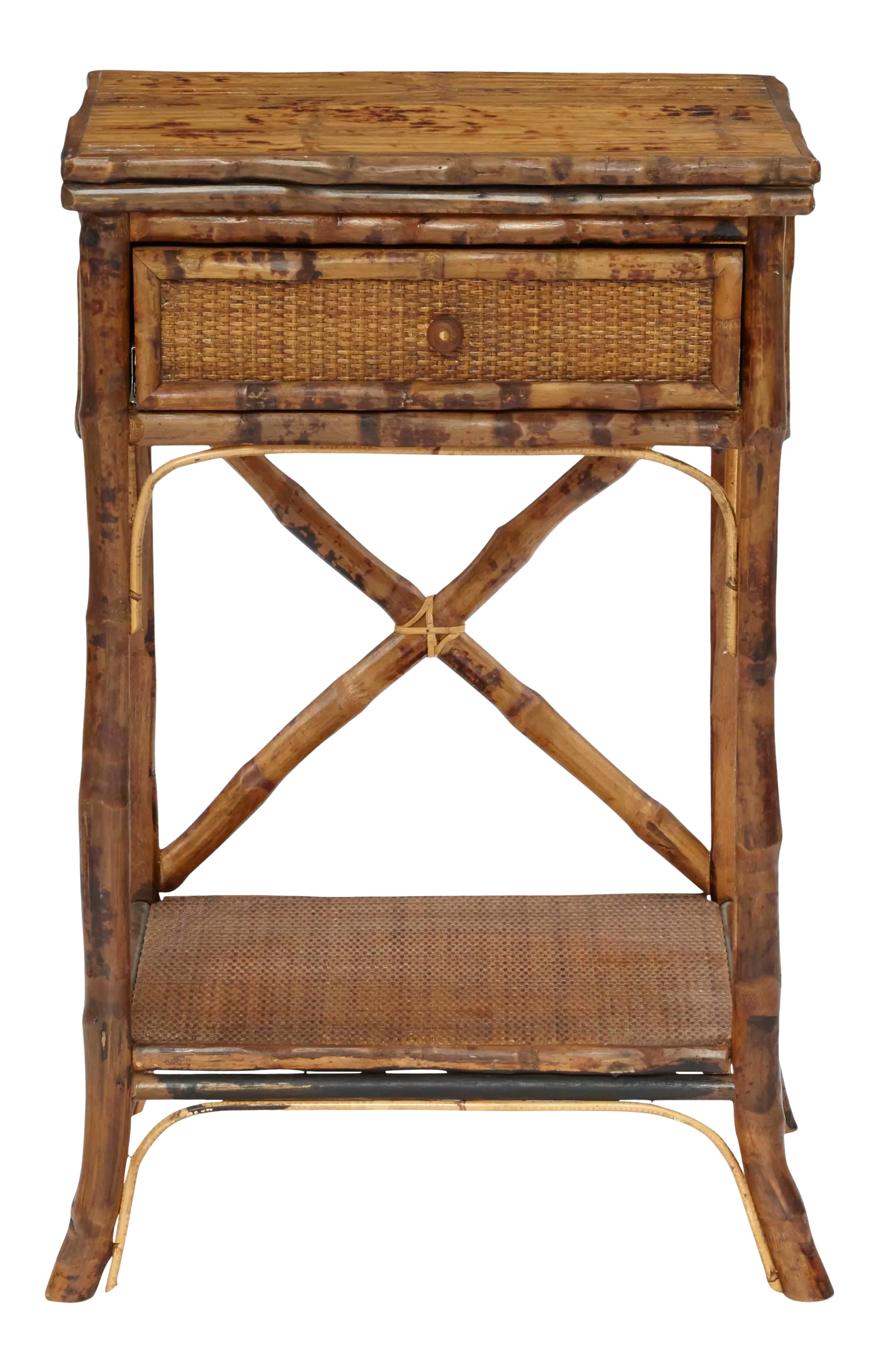 English Side Table Brown Rattan Chairish