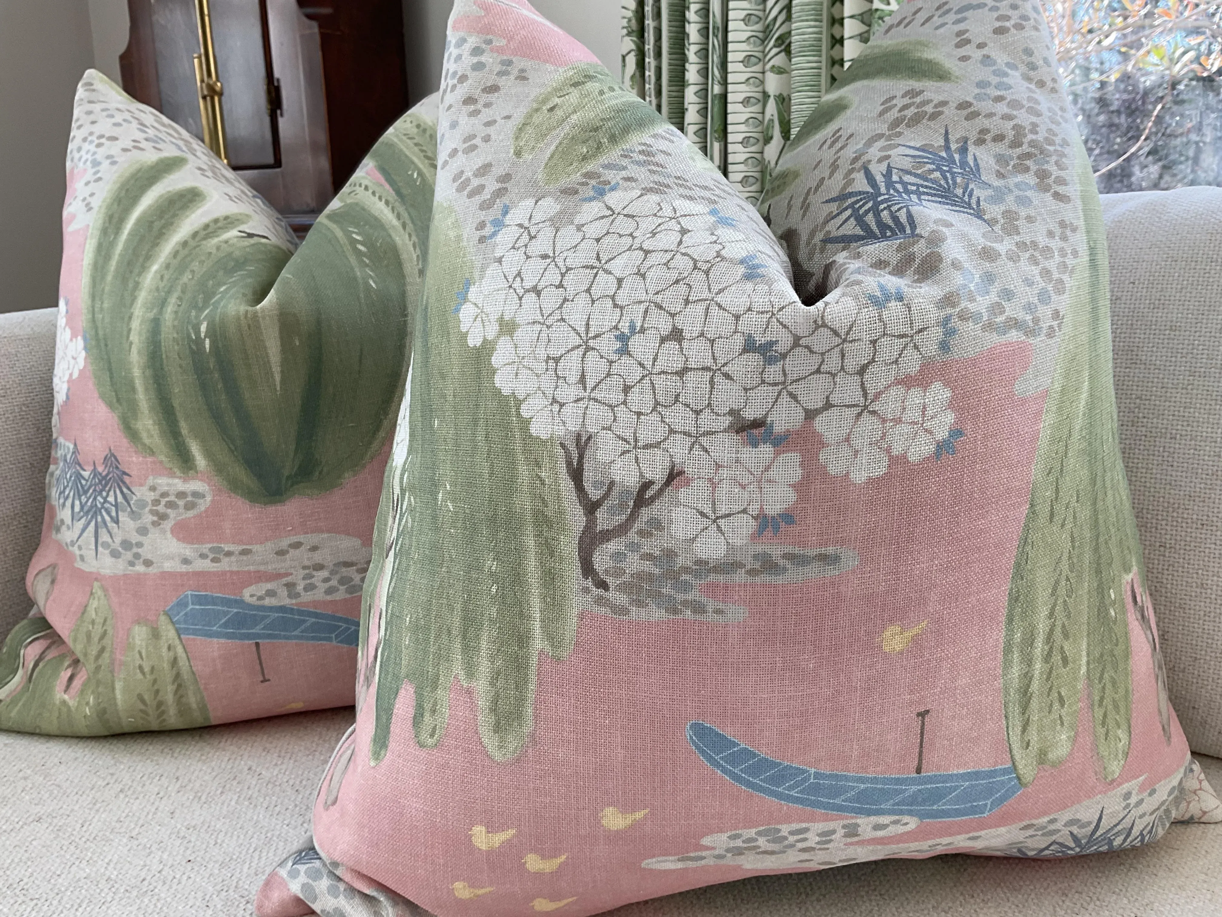 Thibaut Anna French Willow Tree in Blush-Plush Down Filled Pillows