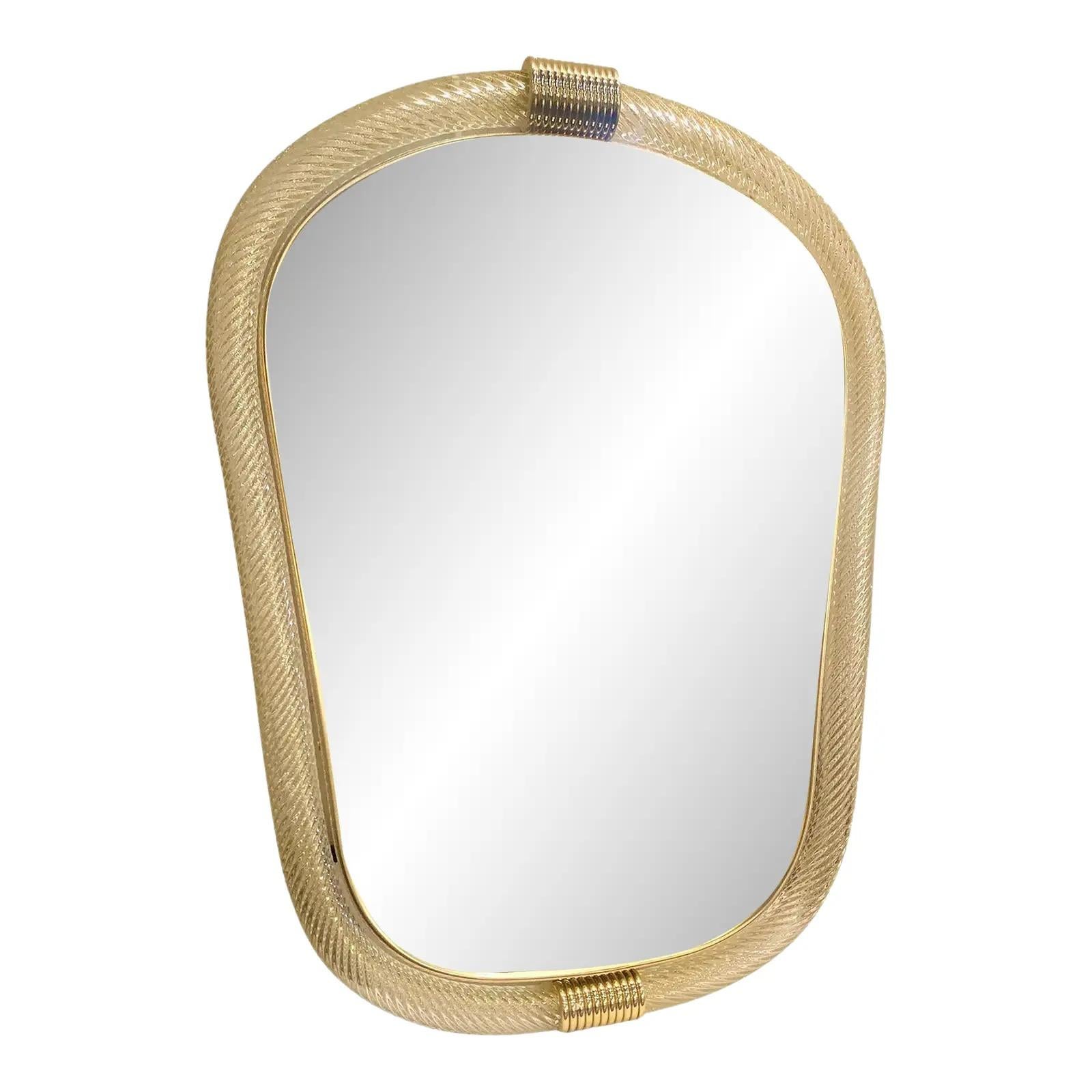 Venetian Torciglione Torchon Murano Glass Wall Mirror by Simoeng