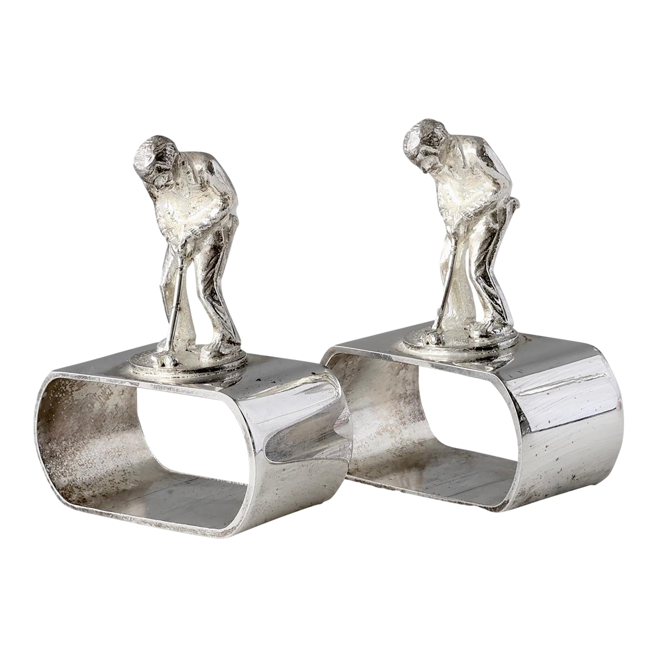 Midcentury English Silver-Plate Golf Putt Napkin Rings