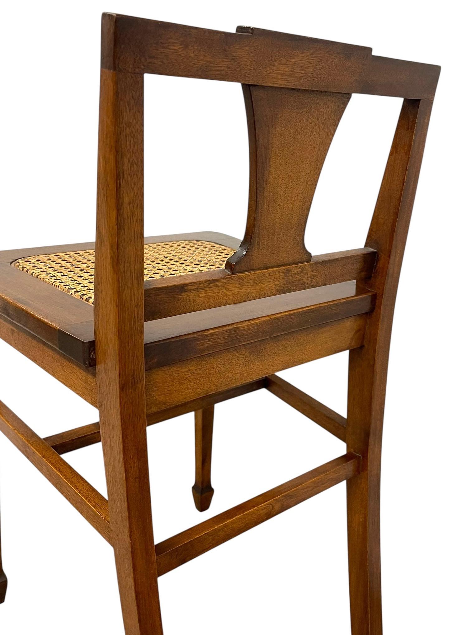 Vintage Arts & Crafts Style Wooden Side Chair With Caned Seat and Shaped Back Splat