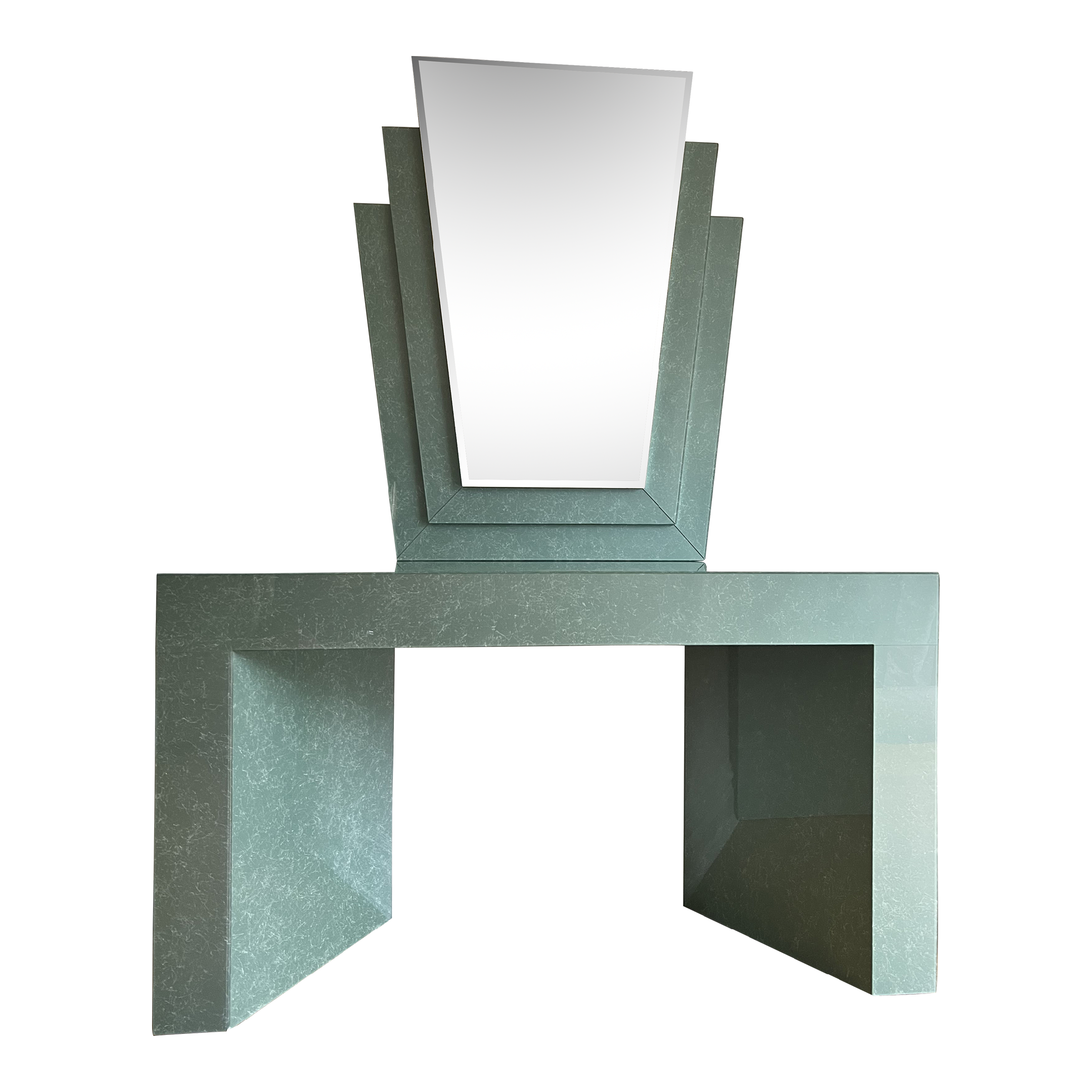 1980s Art Deco Green Acrylic Glass Vanity Desk With Mirror Chairish