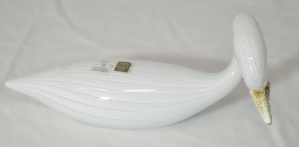Artistic Glass Swan Sculpture by Licio Zanetti Murano, 1960s