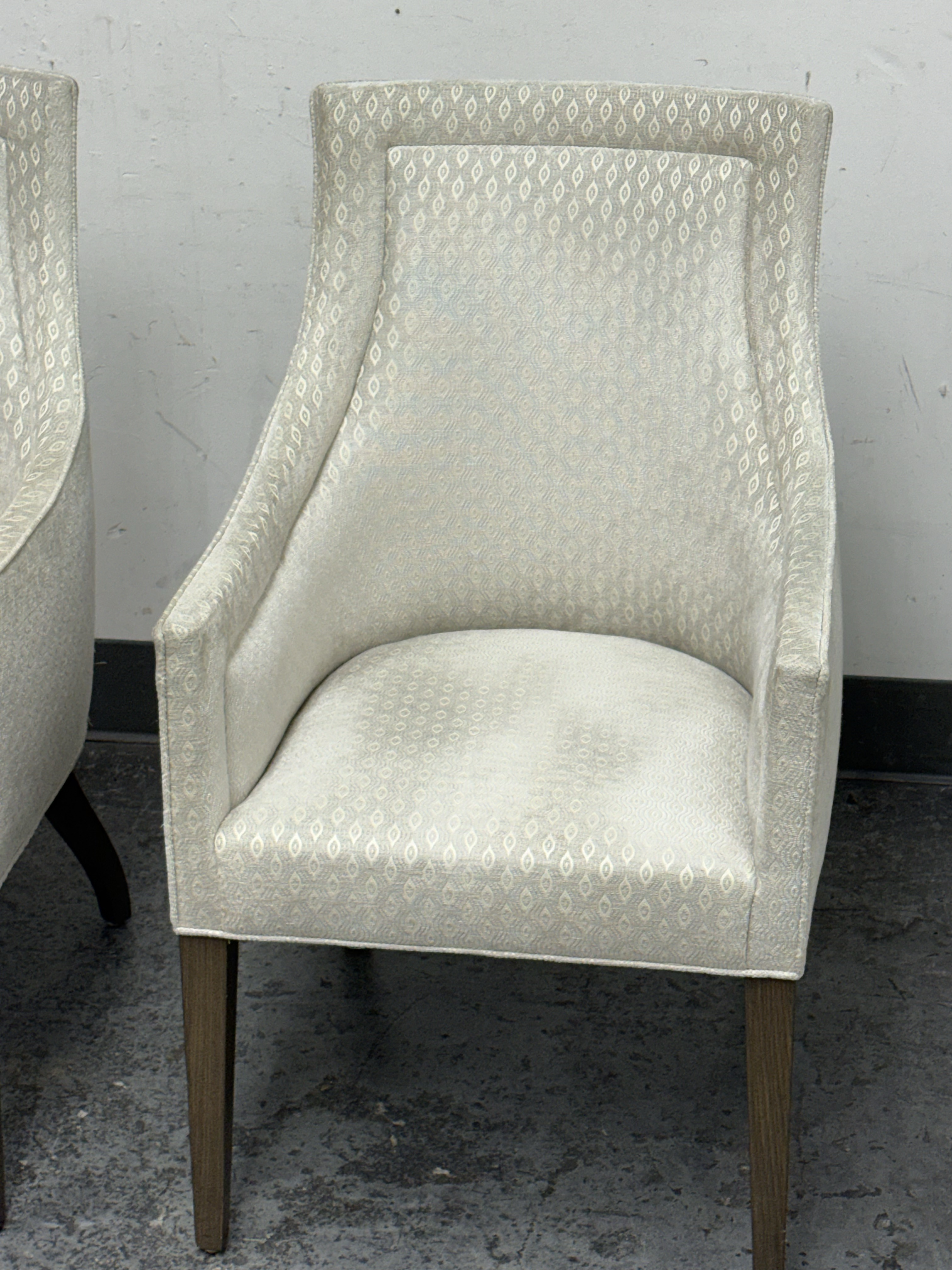 Custom Design Slope Arm Chairs, Pair